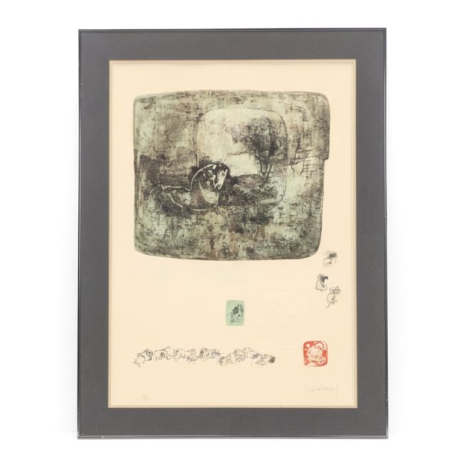 Hoi Lebadang Embossed Color Lithograph "Ten House Suite - Plate 7"