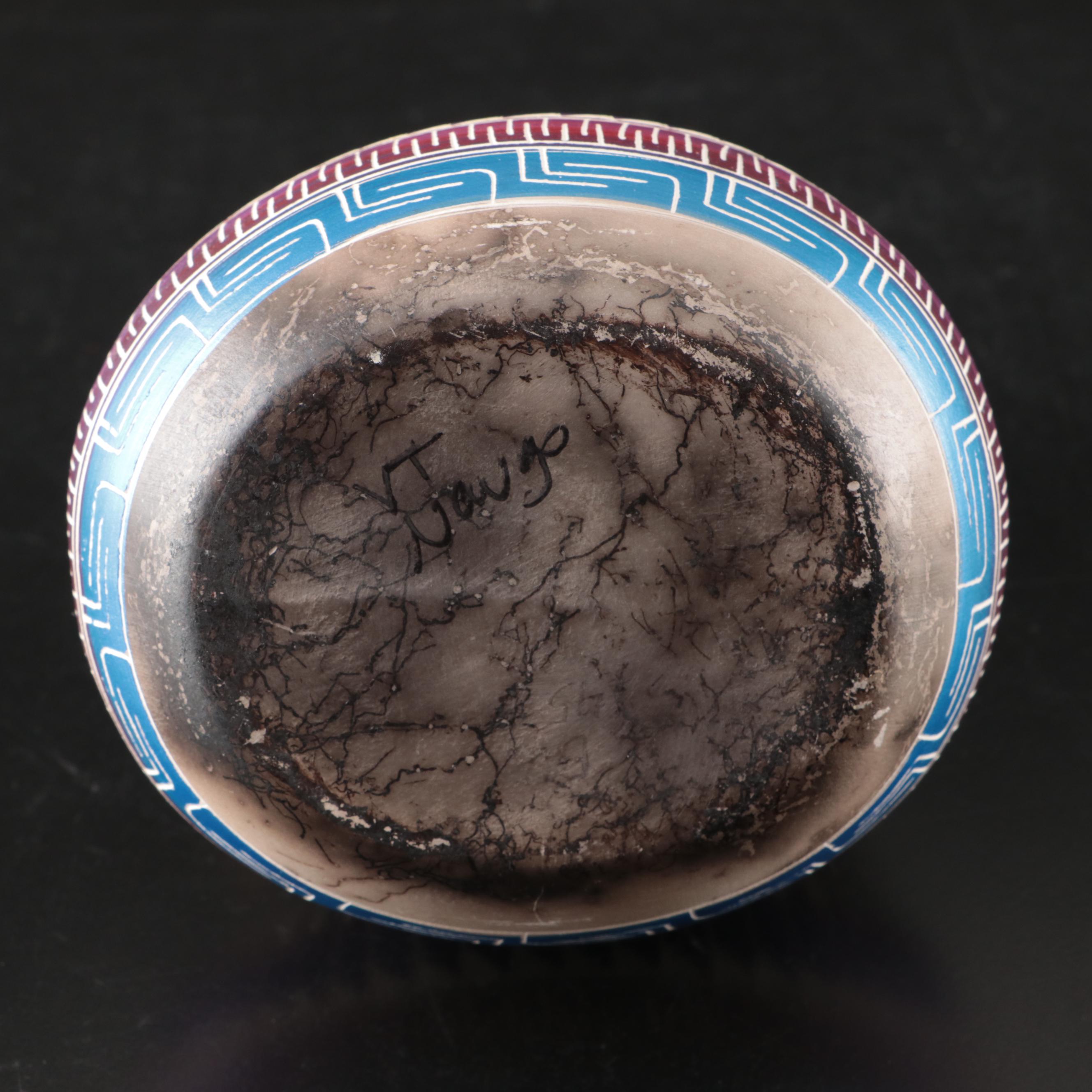 Vanessa Thompson Signed Horse Hair Raku Navajo Wedding Vase