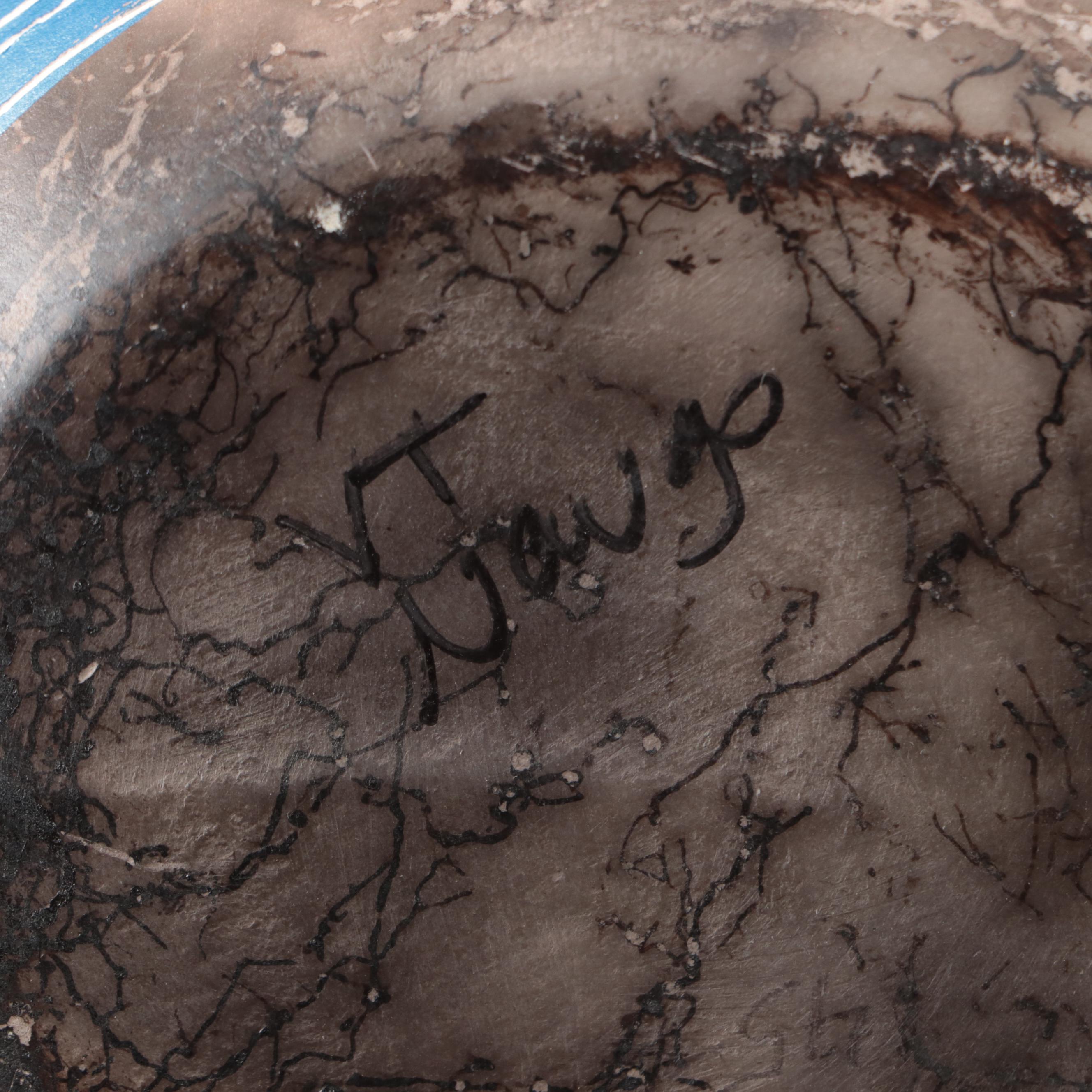 Vanessa Thompson Signed Horse Hair Raku Navajo Wedding Vase