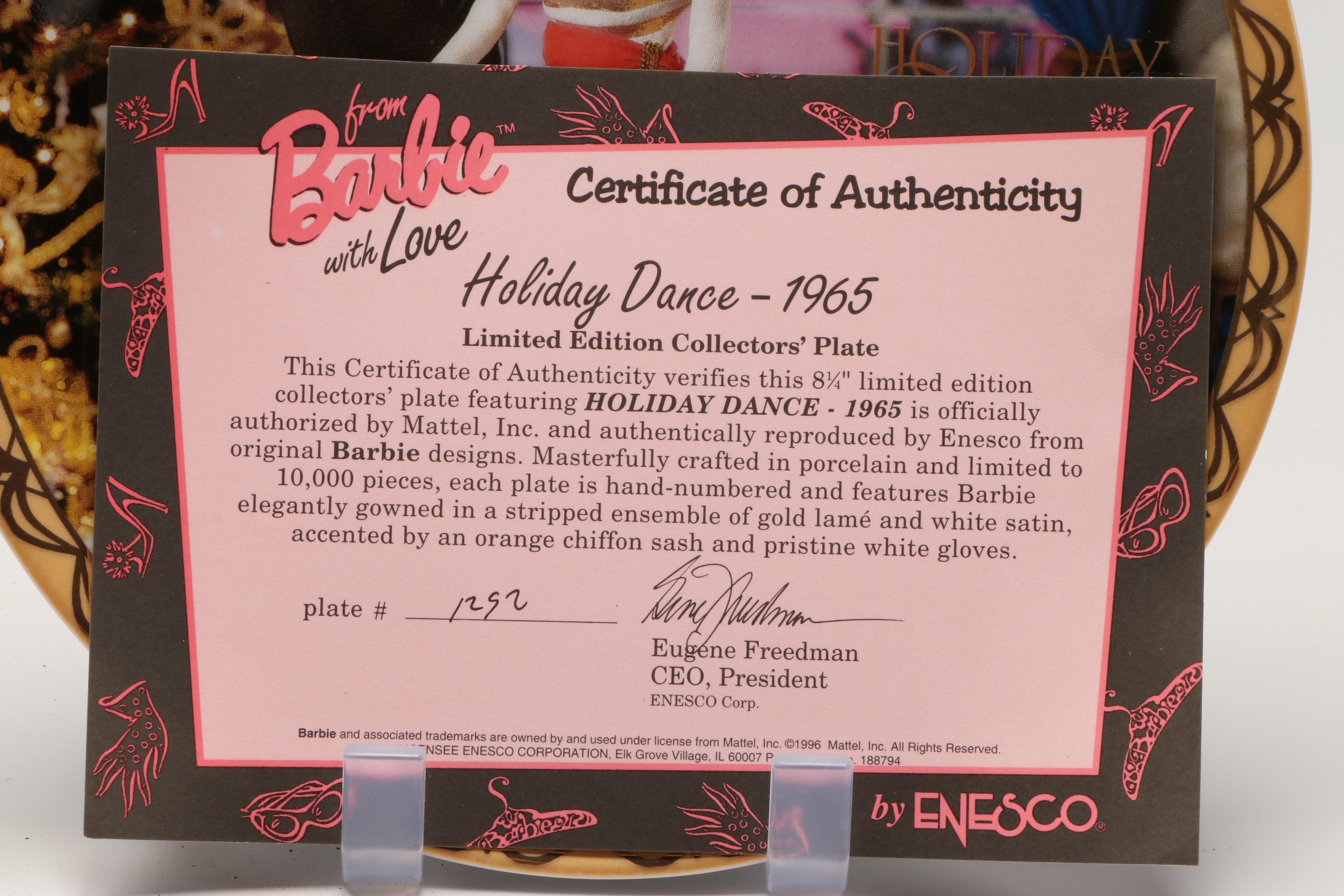 Hallmark "Holiday Barbie" Ornaments with "Holiday Dance 1965" Collector Plate