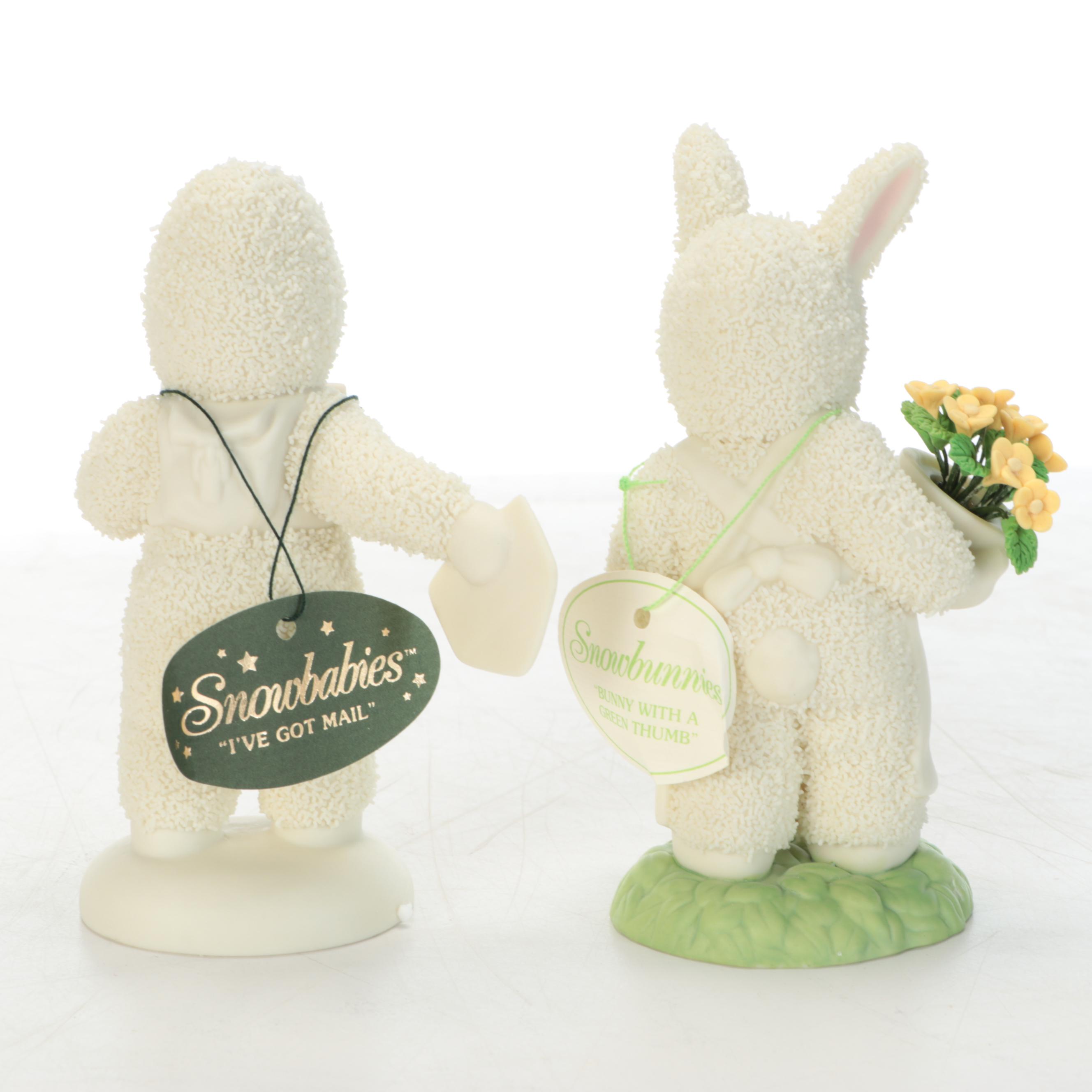 Department 56 "Snowbunnies" Bisque Porcelain Figurines