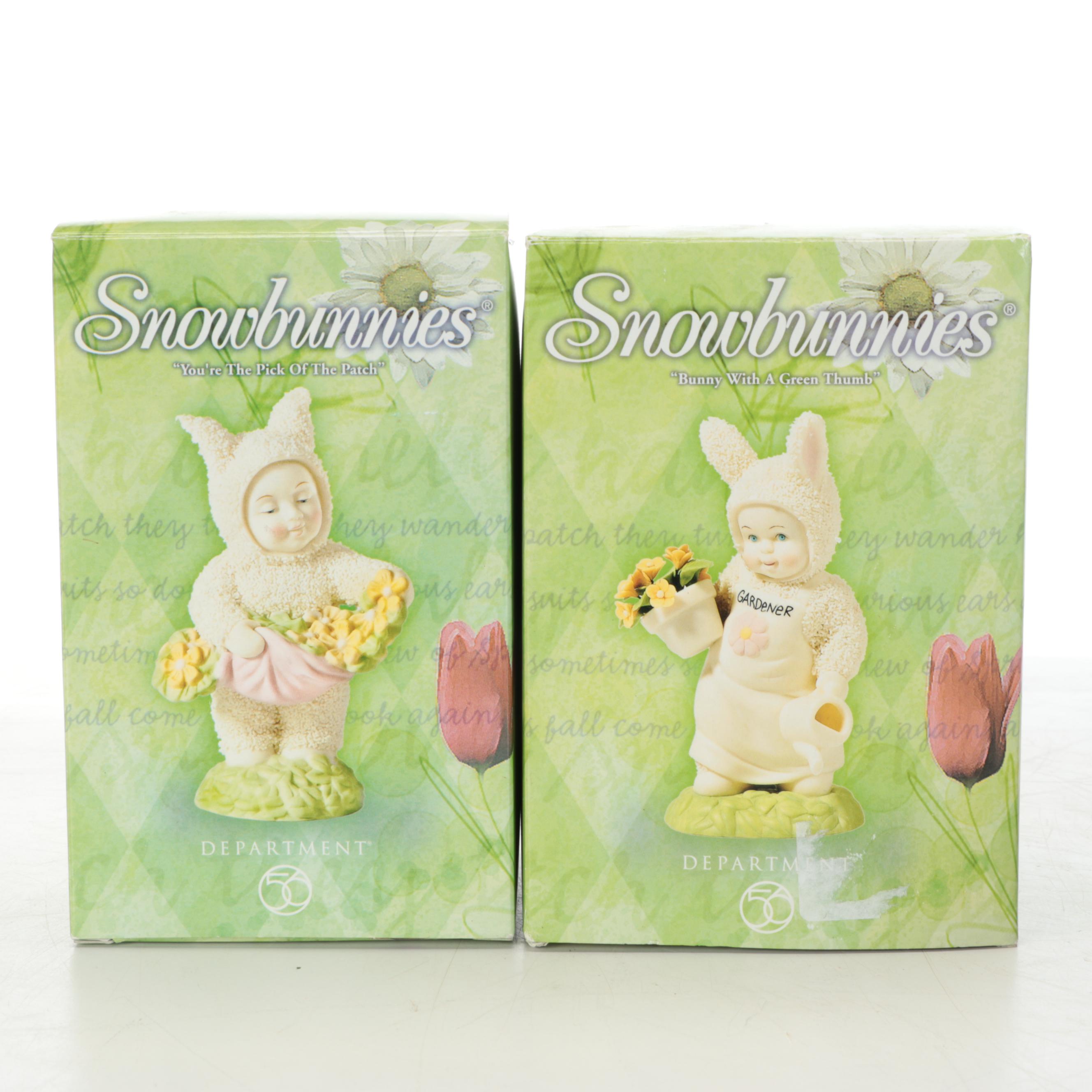 Department 56 "Snowbunnies" Bisque Porcelain Figurines