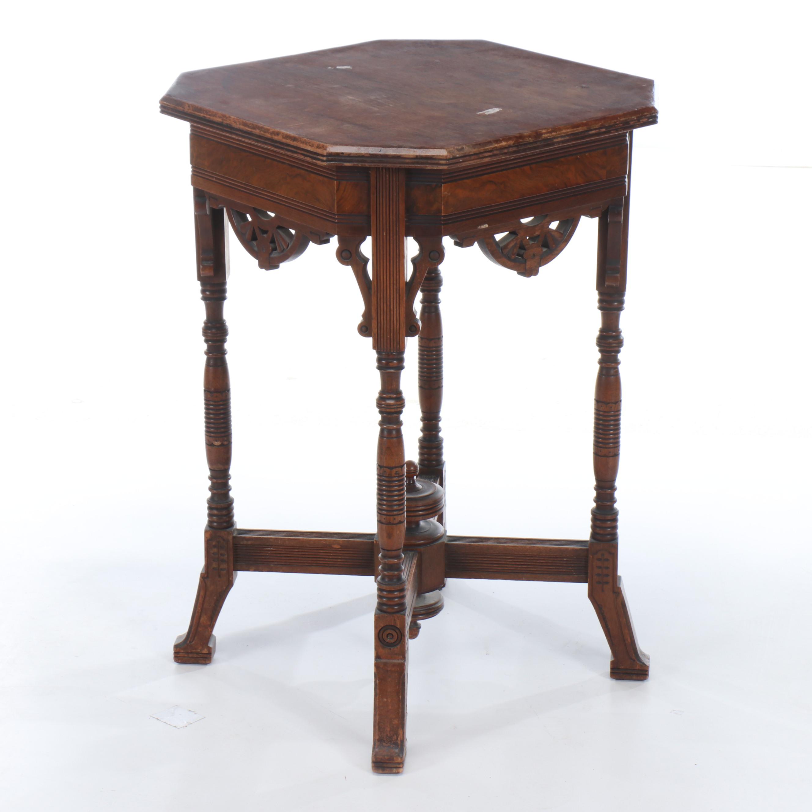 Victorian Burl Wood and Walnut Stand, 19th Century