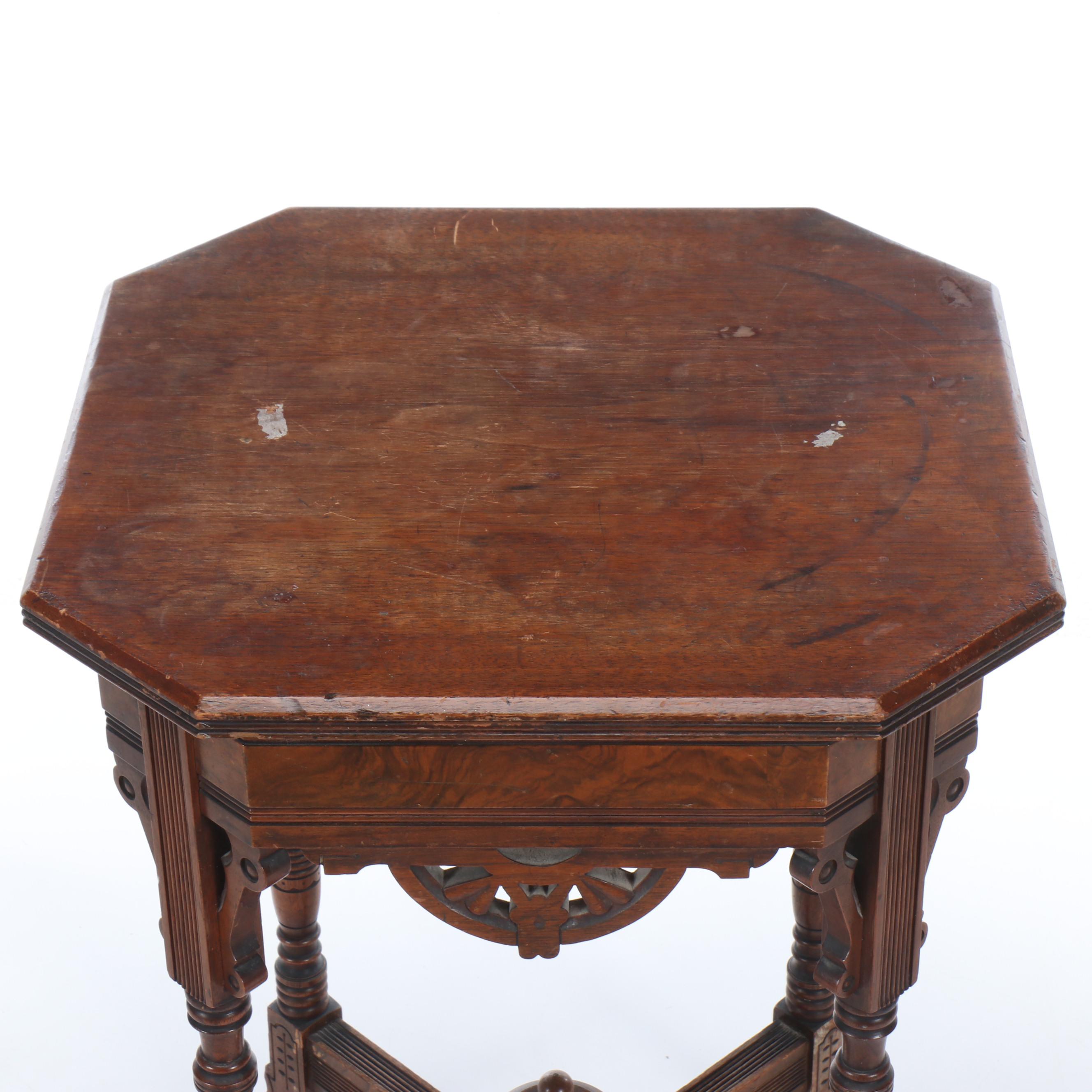 Victorian Burl Wood and Walnut Stand, 19th Century