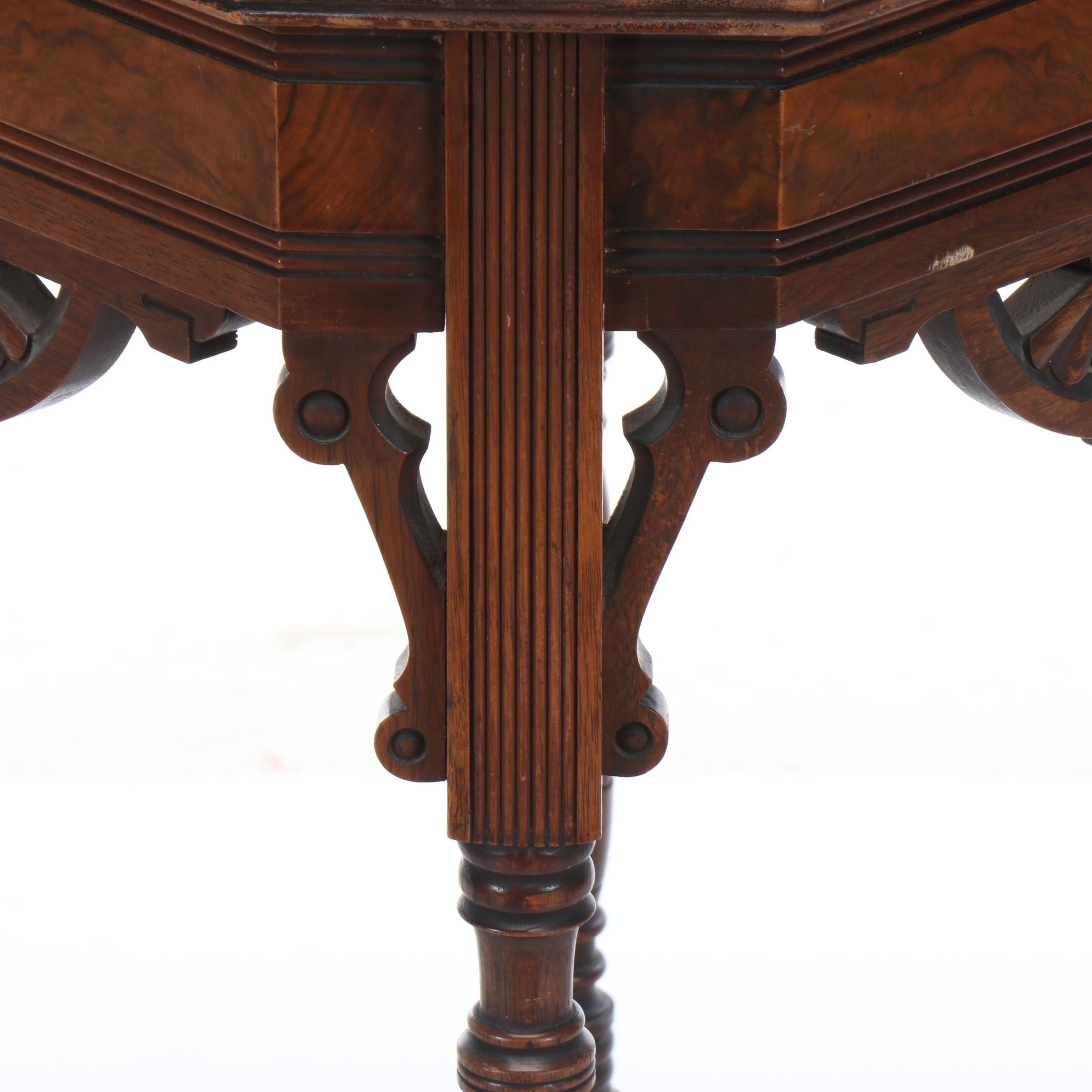 Victorian Burl Wood and Walnut Stand, 19th Century