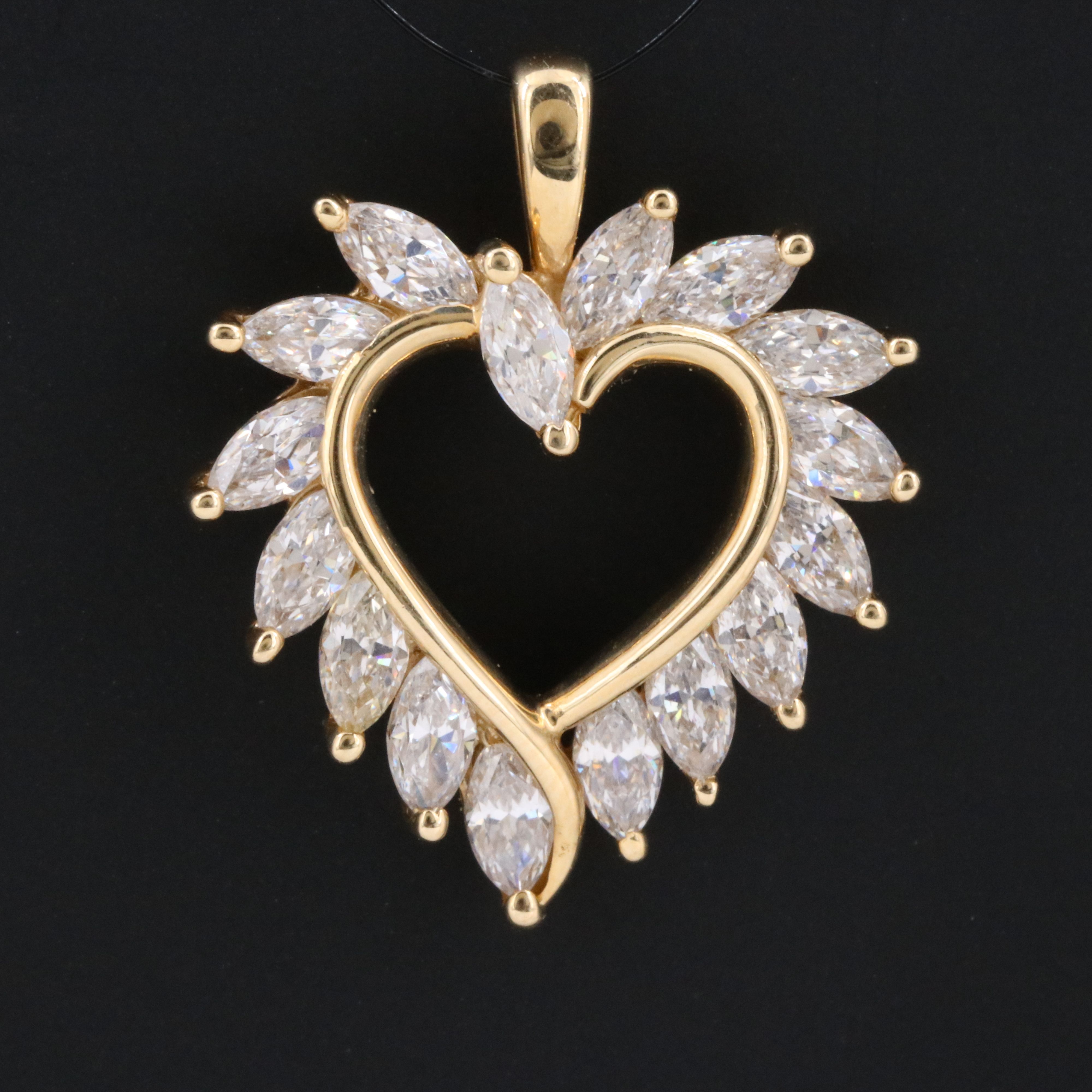 14K CZ Heart Pendant