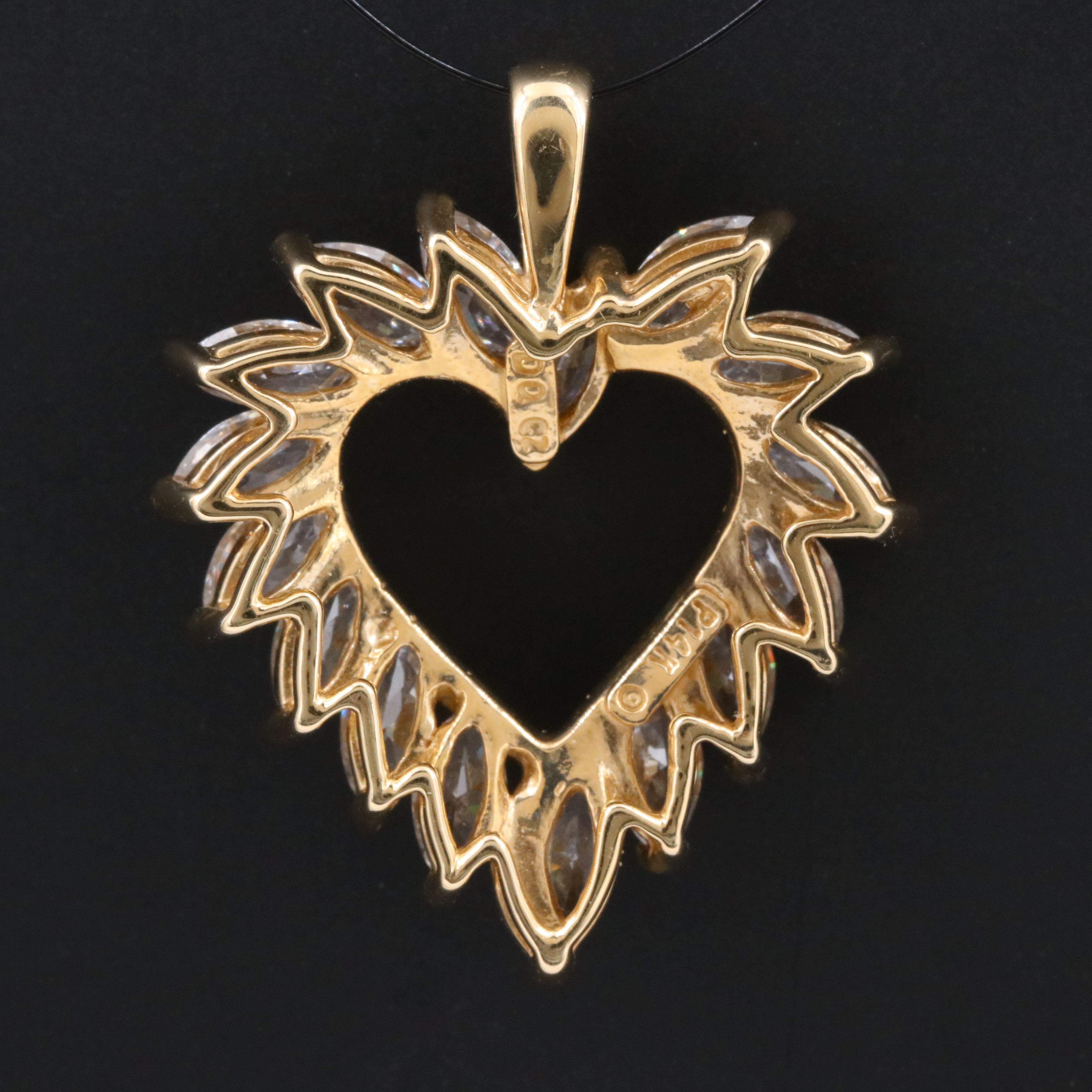 14K CZ Heart Pendant