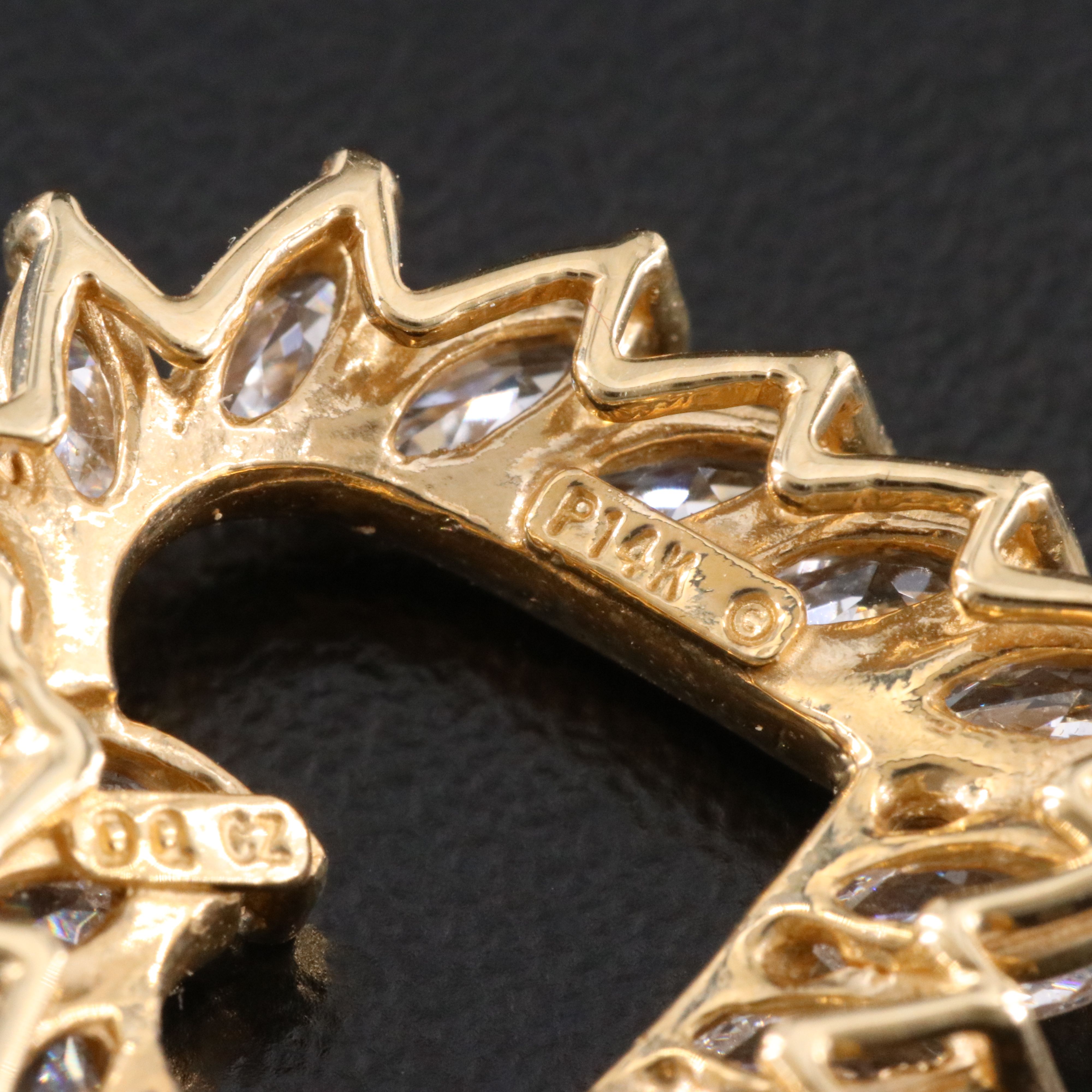 14K CZ Heart Pendant