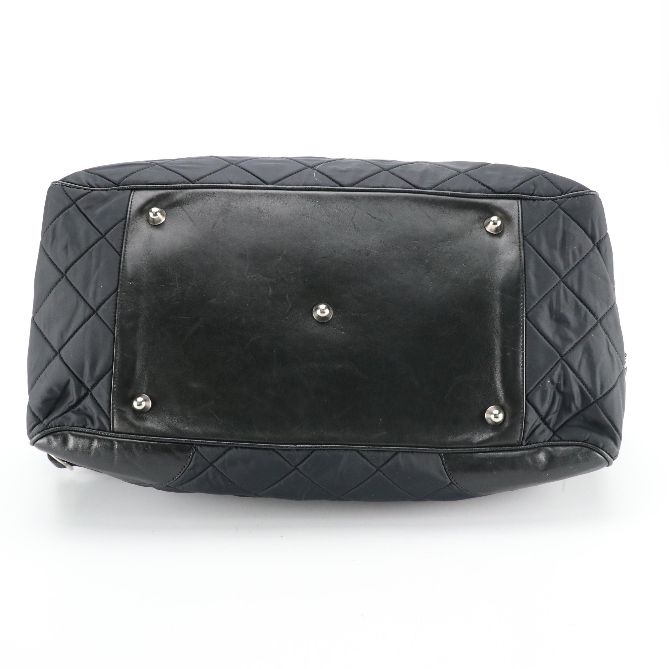 Dolce & Gabbana Quilted Nylon Travel Bag with Leather Trim and Embossed Accents
