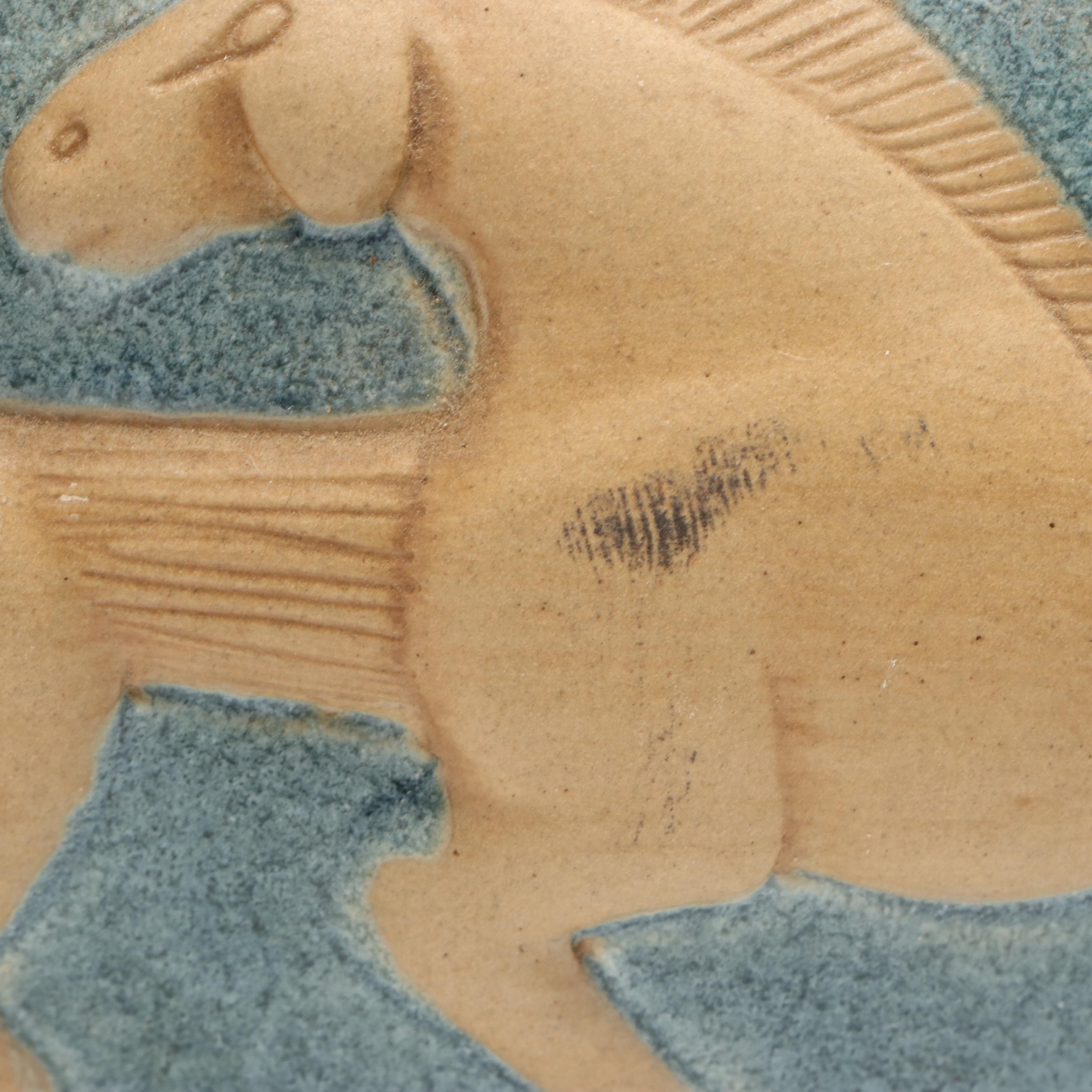 Jack Black Navajo Diné Ceramic Running Horses Low Relief Console Bowl, 1984