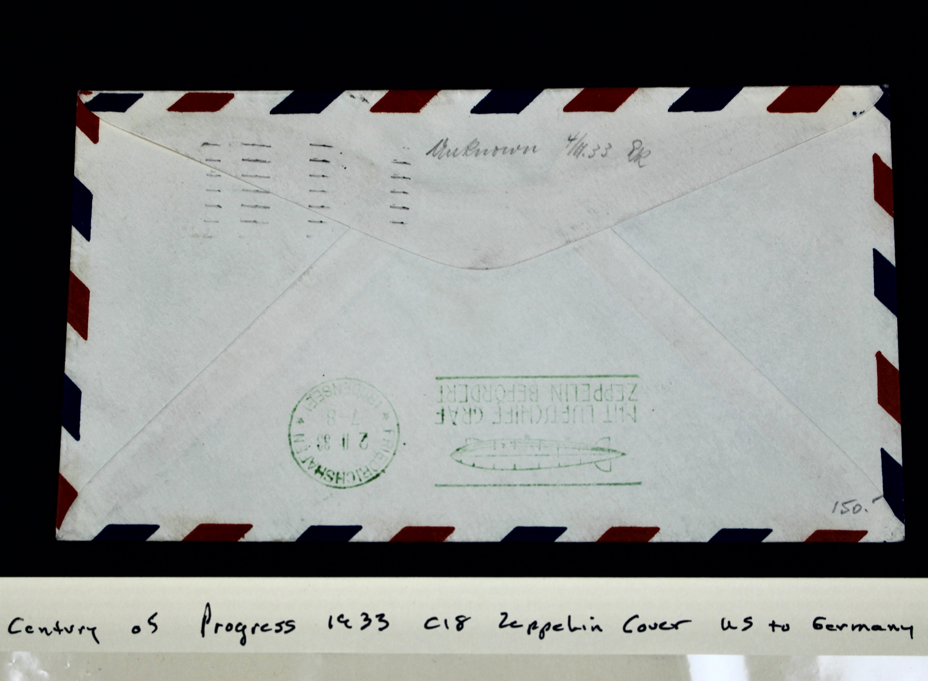 1933 Century of Progress Graf Zeppelin Postal Cover, Includes C18 Airmail Stamp