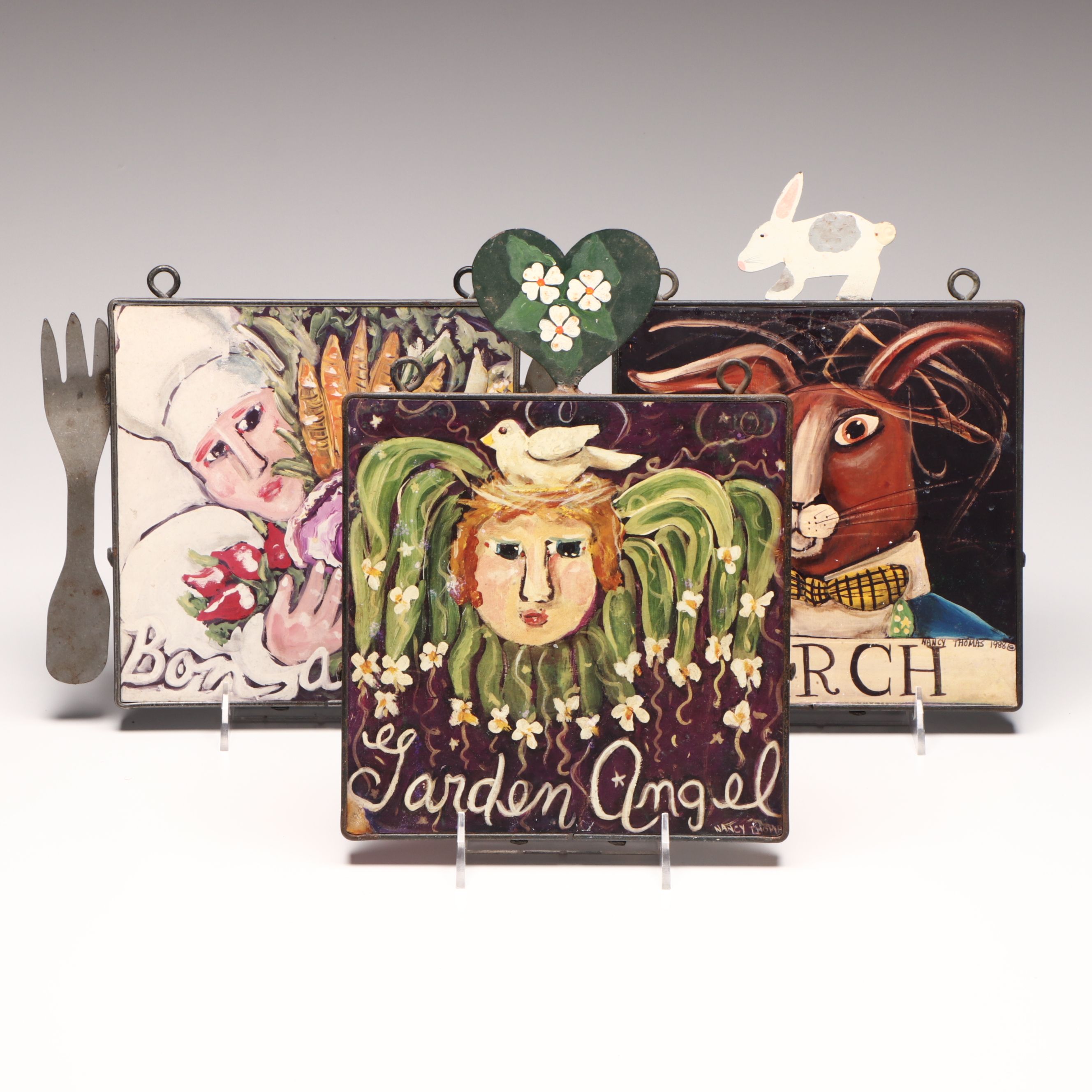 Artist Signed Wooden Wall Art, Late 20th Century