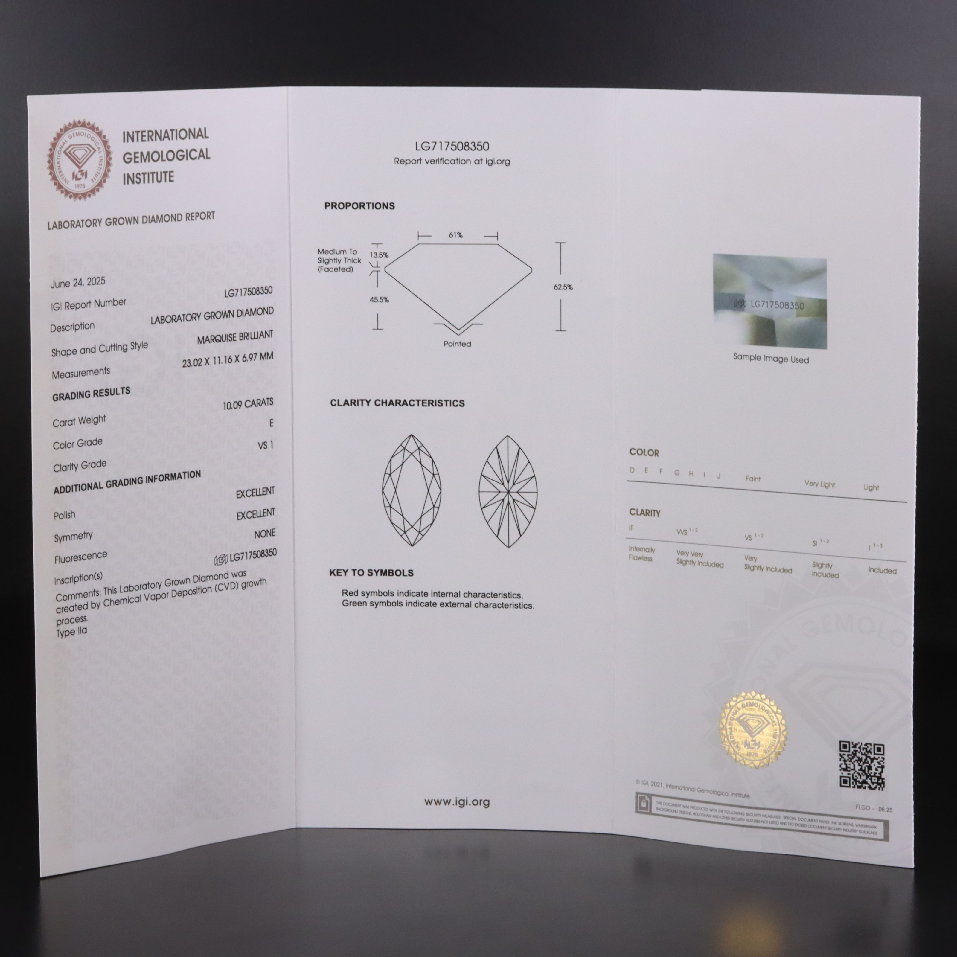 14K 10.09 CT Lab Grown Diamond Solitaire Ring with IGI Report