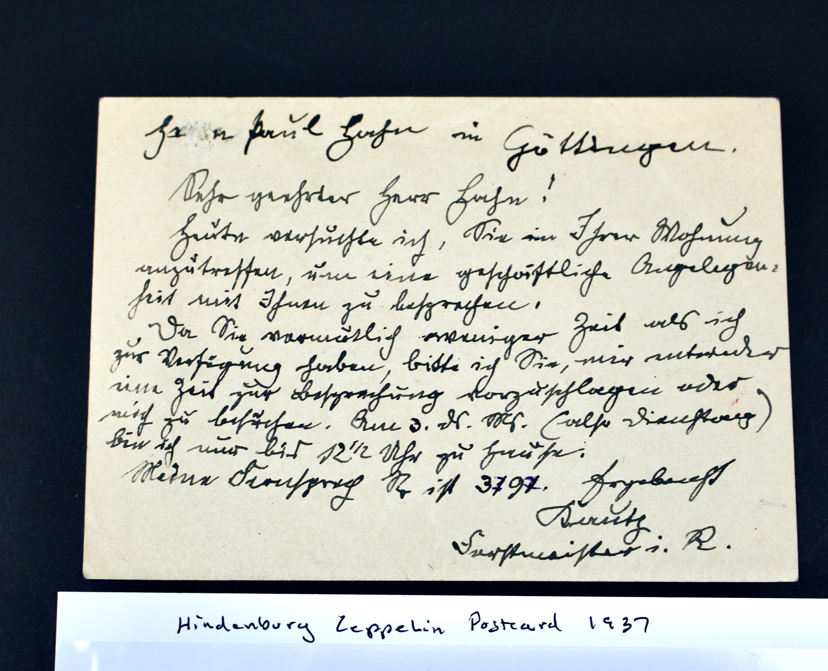 1937 Hindenburg Graf Zeppelin Postcard