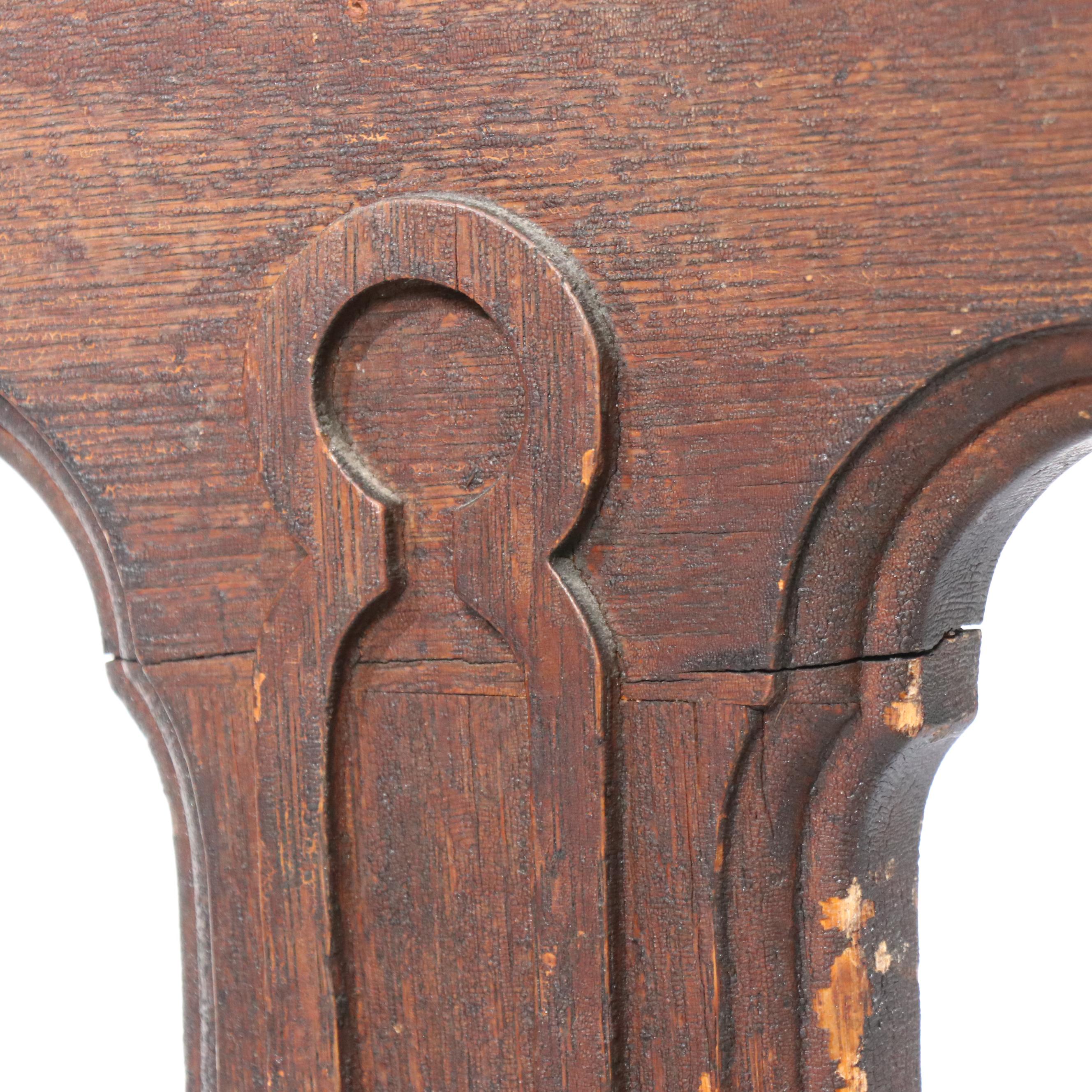 Victorian Eastlake Carved Wood and Marble Table