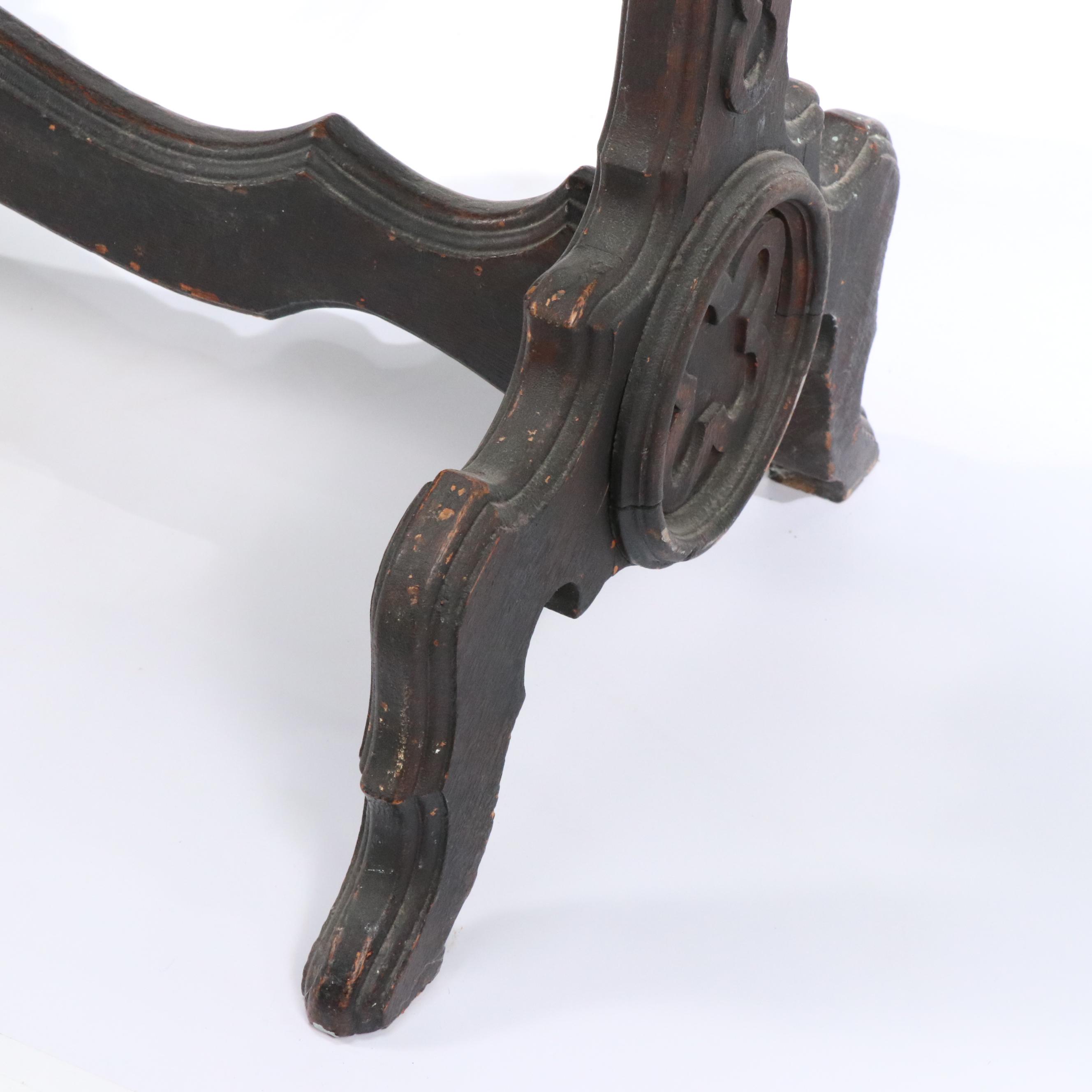 Victorian Eastlake Carved Wood and Marble Table