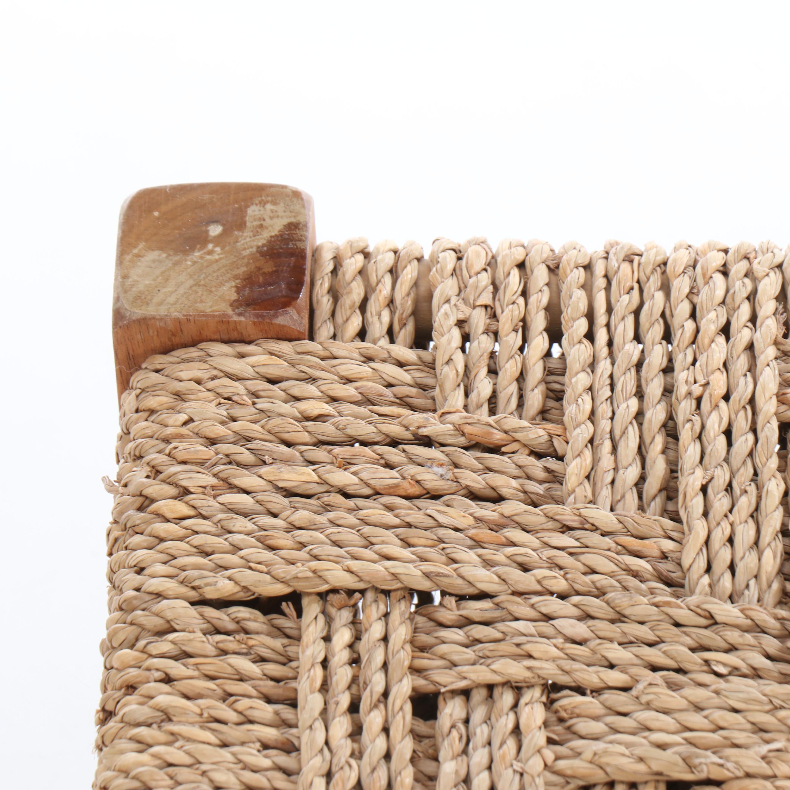 Danish Modern Cord and Wood Footstool