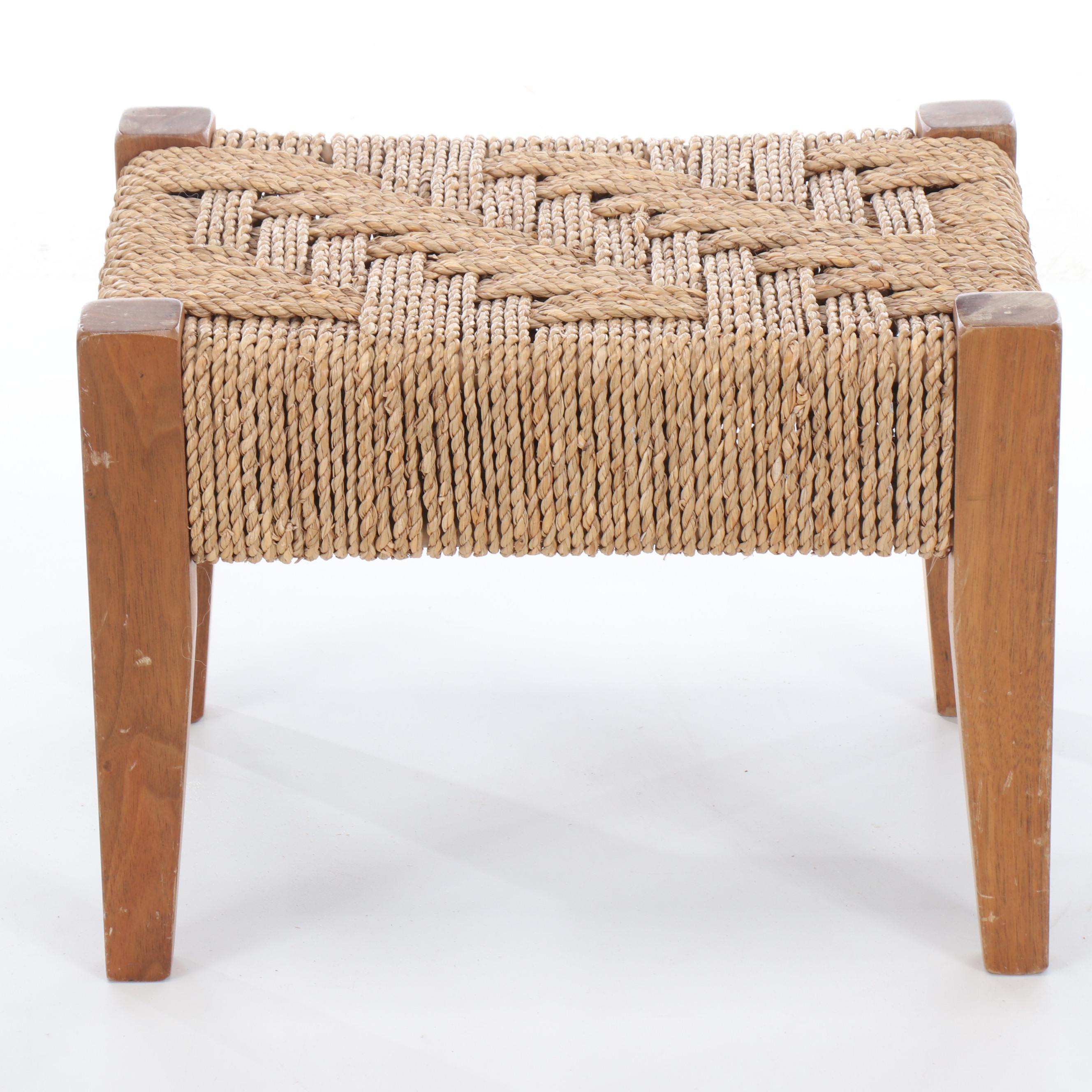 Danish Modern Cord and Wood Footstool