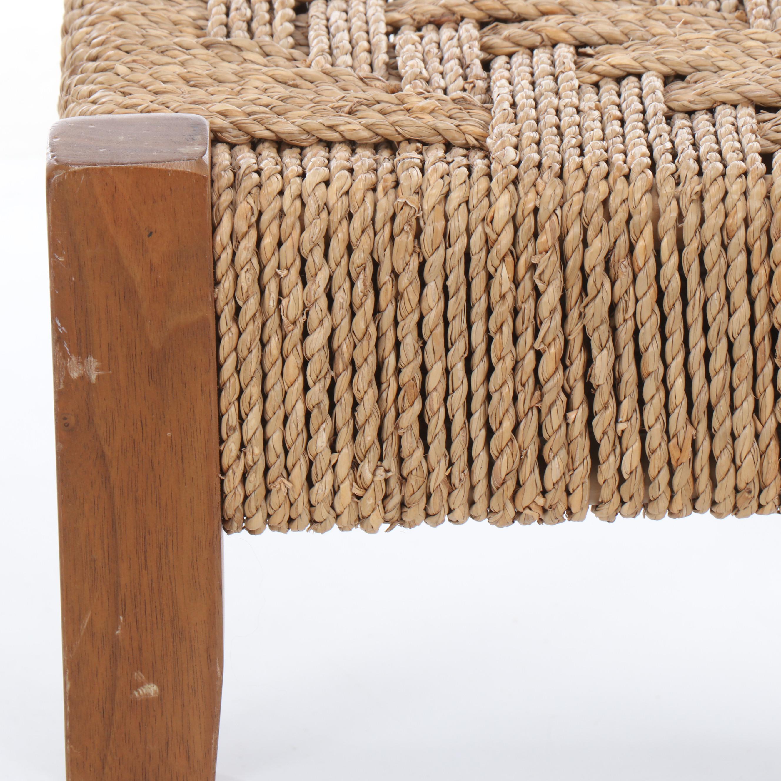 Danish Modern Cord and Wood Footstool