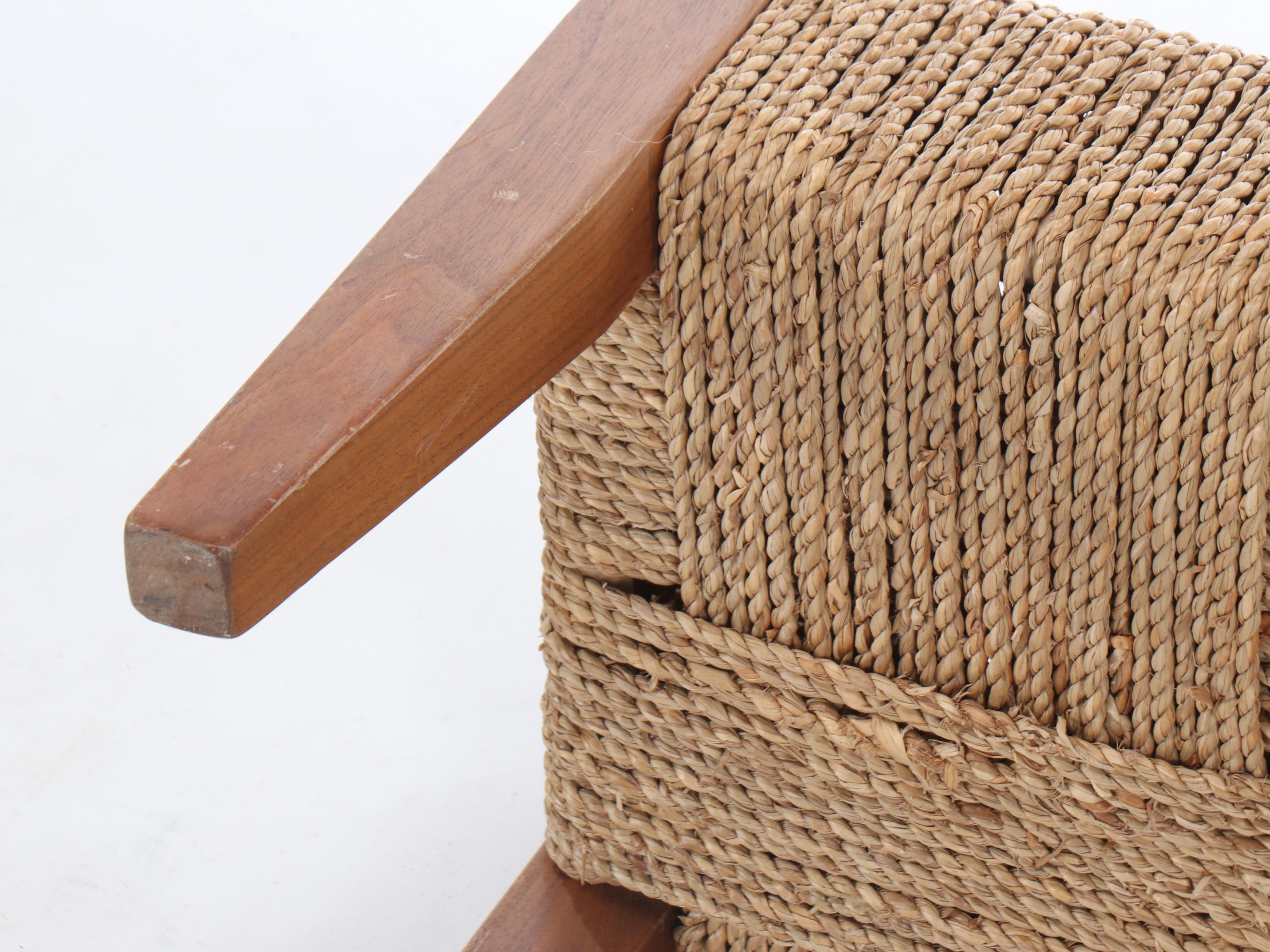 Danish Modern Cord and Wood Footstool