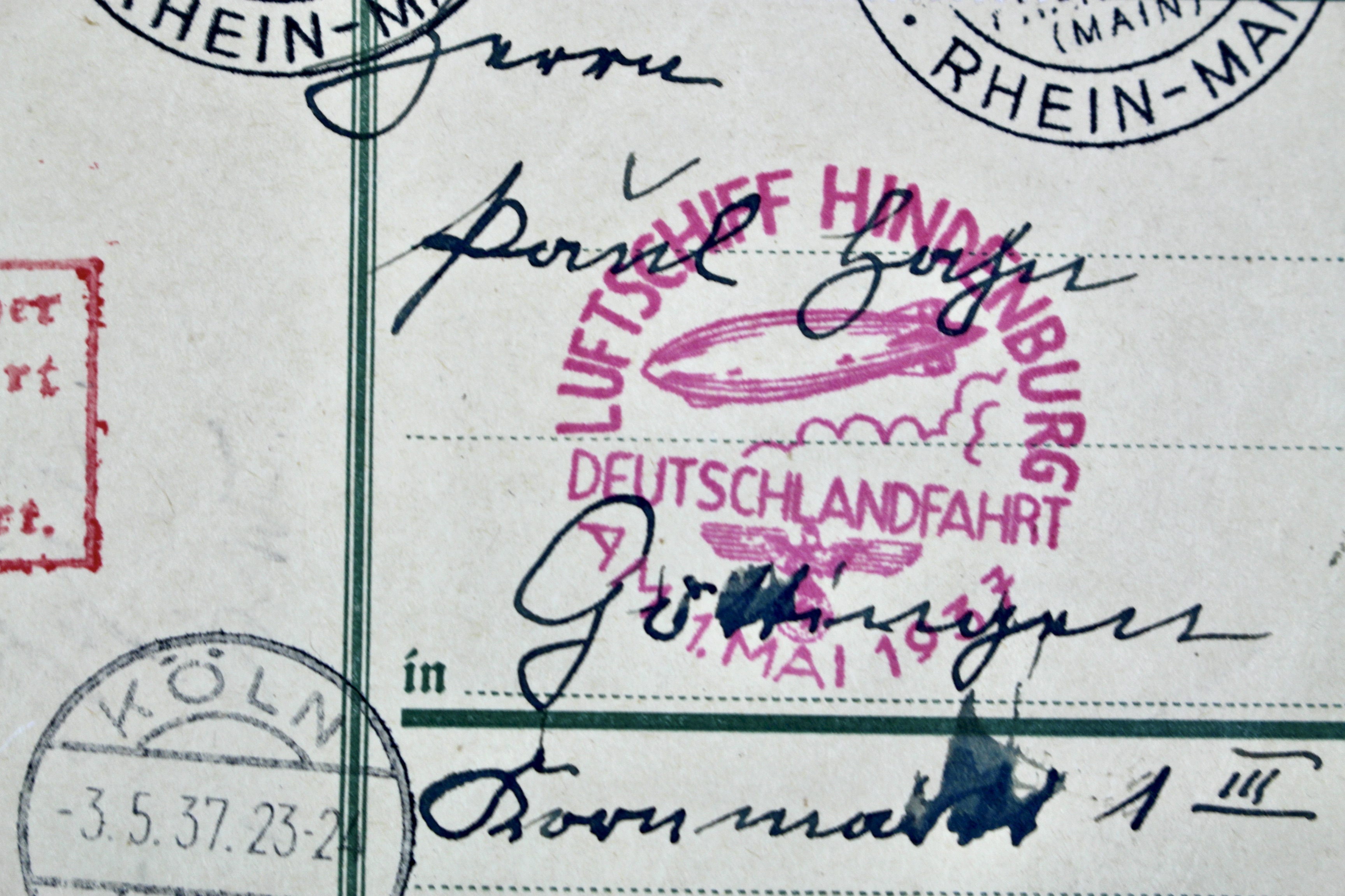 1937 Hindenburg Graf Zeppelin Postcard