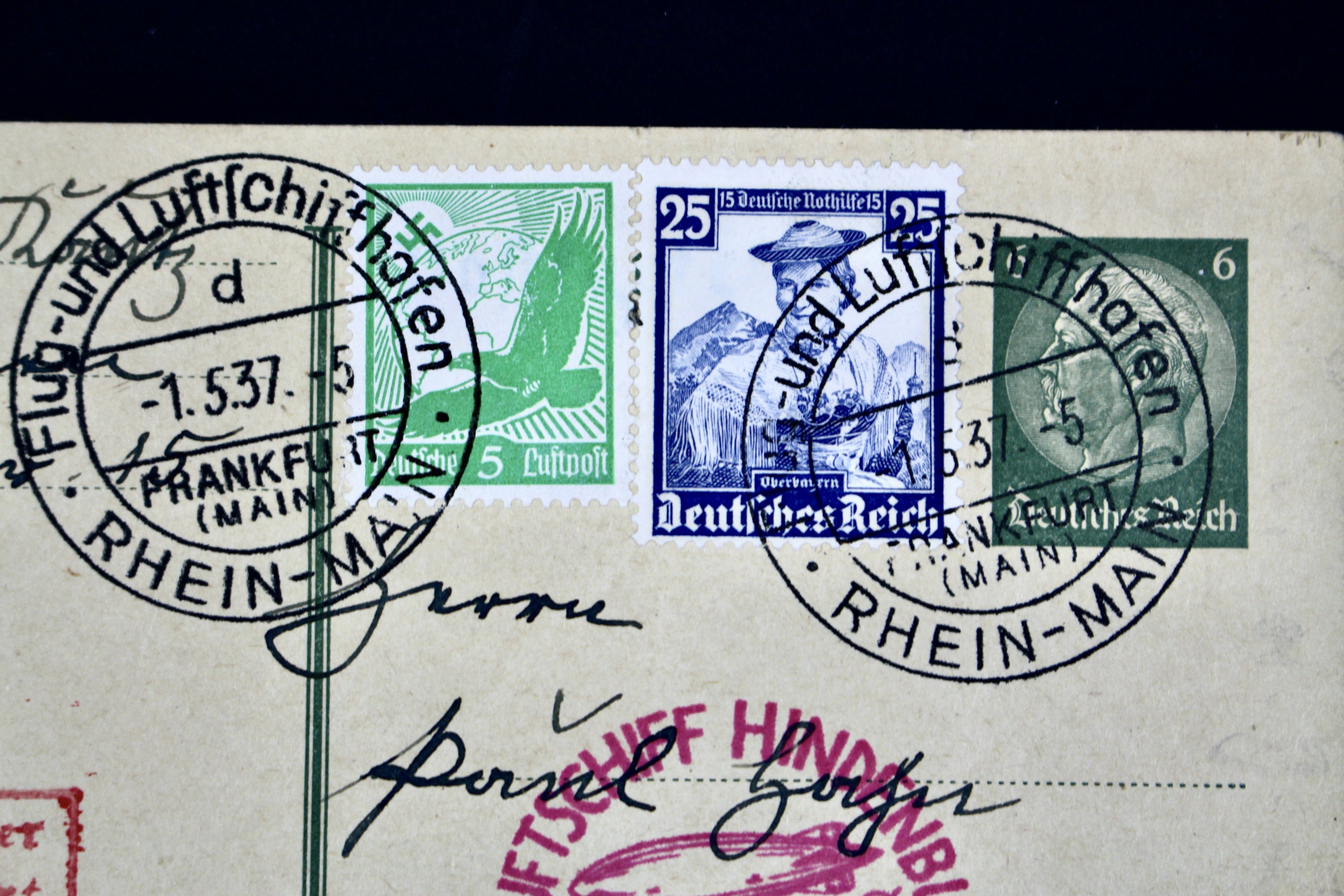 1937 Hindenburg Graf Zeppelin Postcard