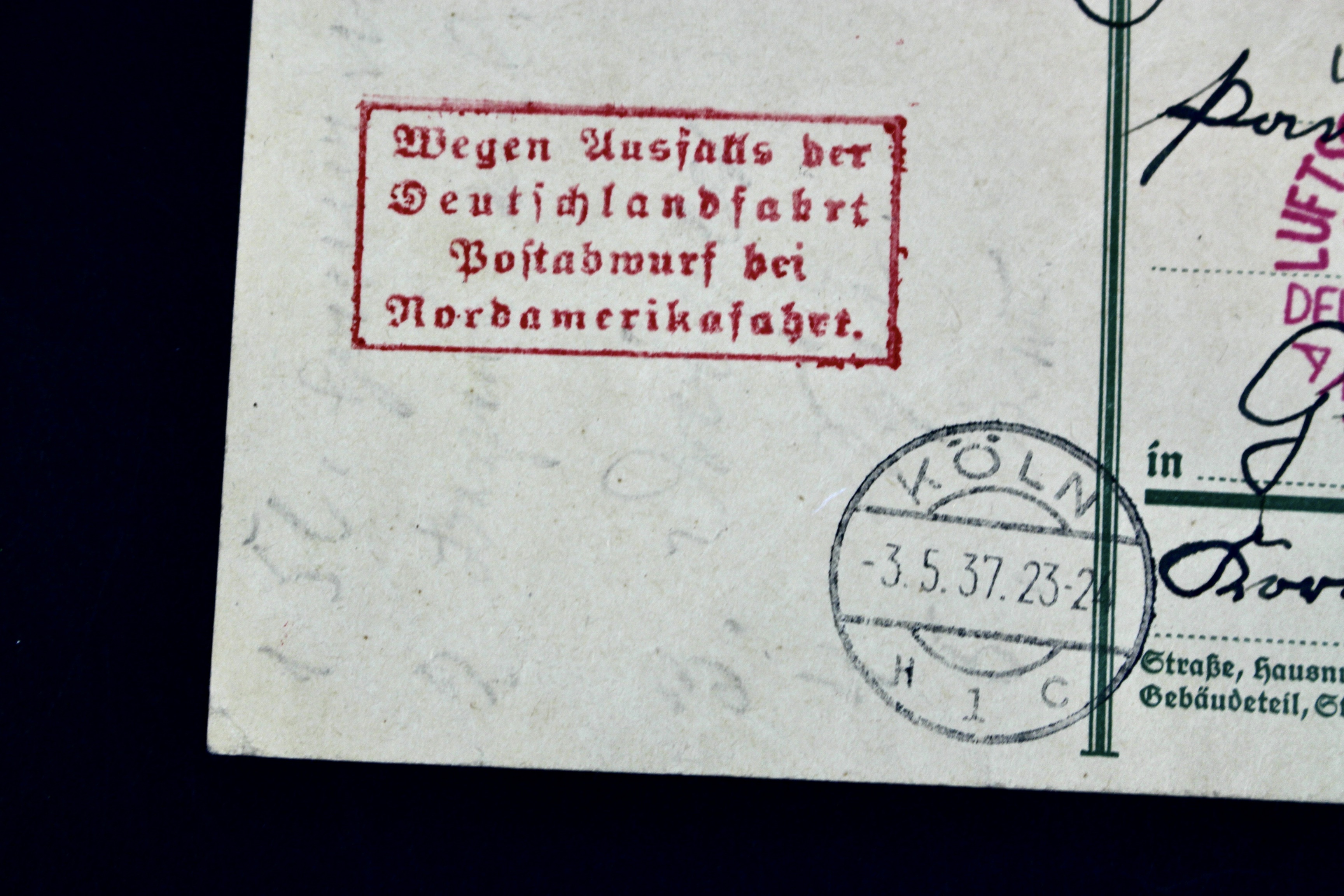 1937 Hindenburg Graf Zeppelin Postcard