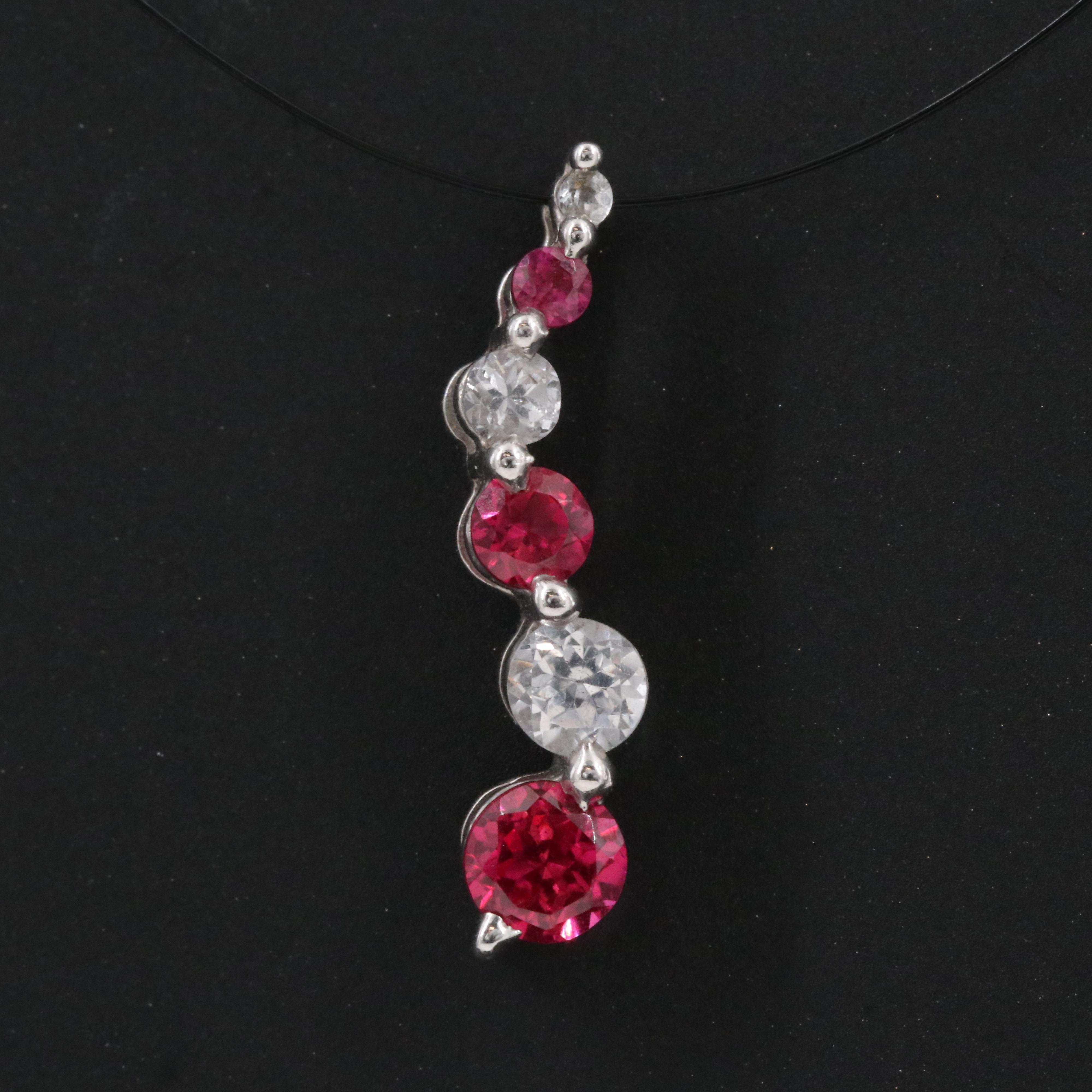 10K Ruby and White Sapphire Pendant