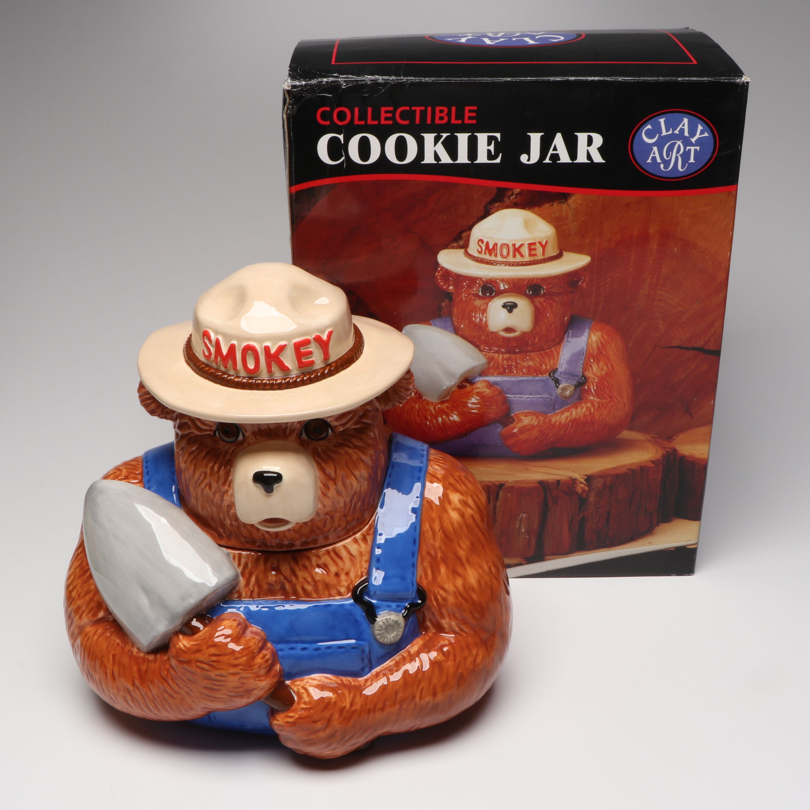 Clay Art Smokey the Bear Cookie Jar with J.J. Wind Plush Toy