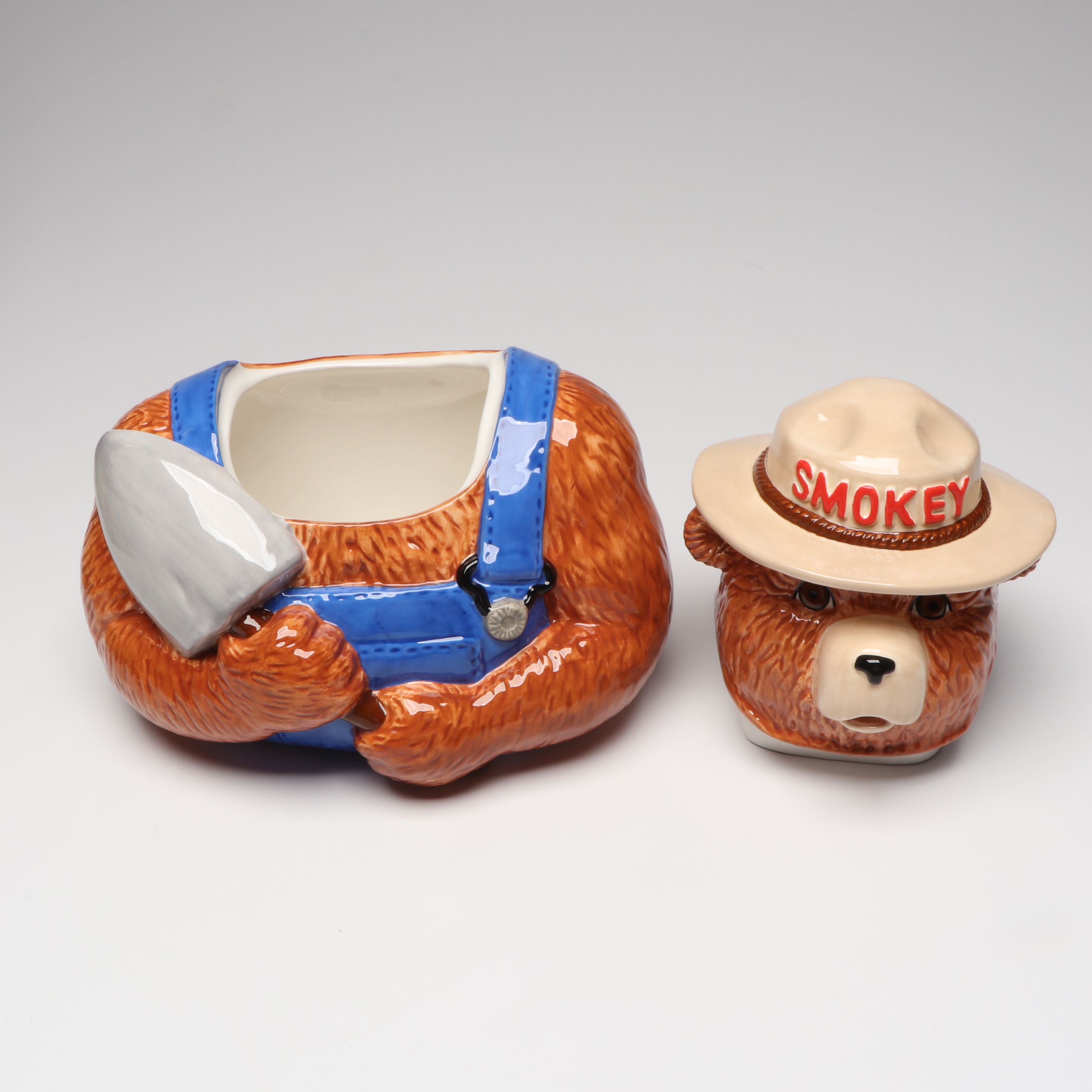 Clay Art Smokey the Bear Cookie Jar with J.J. Wind Plush Toy