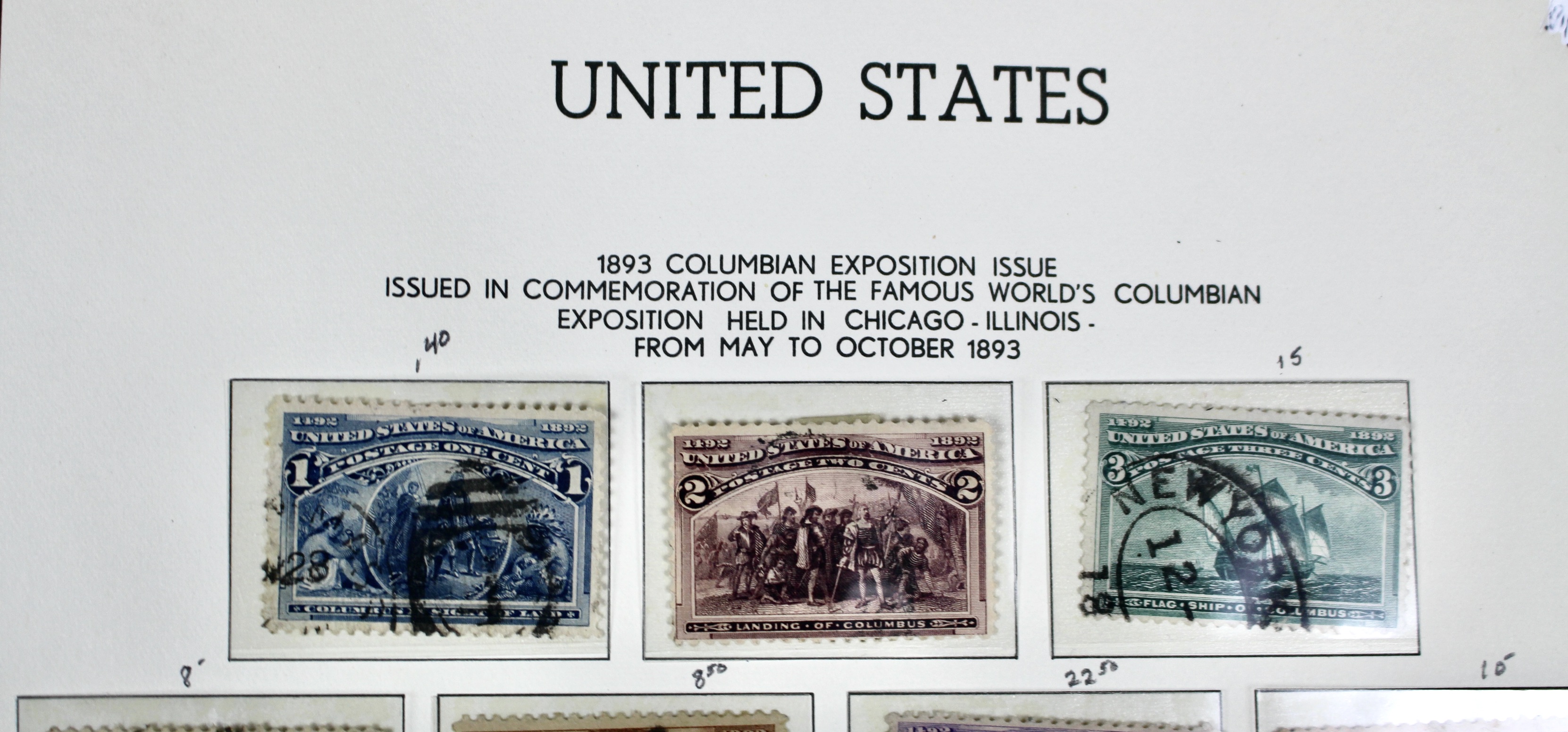 Used Columbian and Trans-Mississippi U.S. Postage Stamps, 1890s