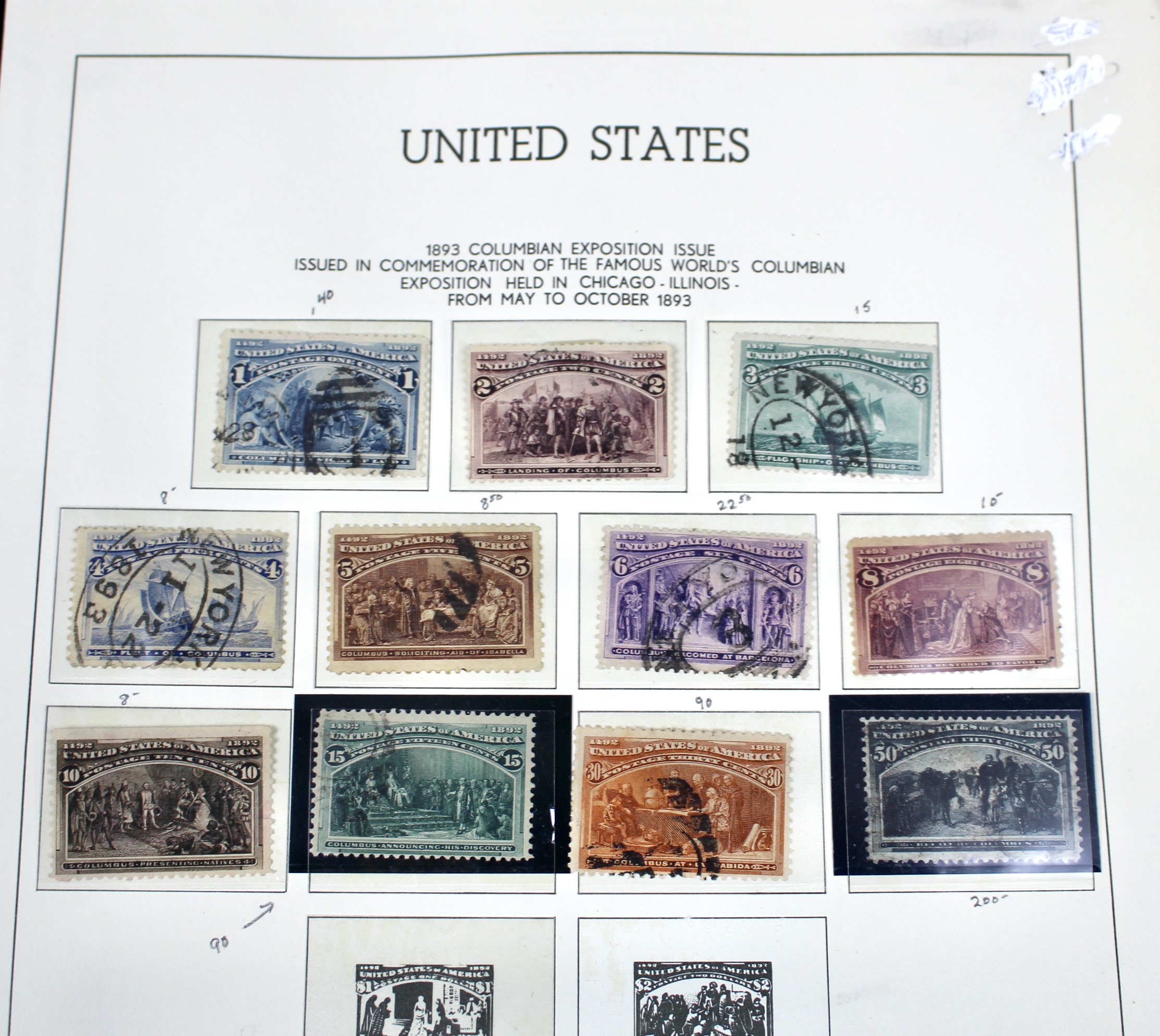 Used Columbian and Trans-Mississippi U.S. Postage Stamps, 1890s