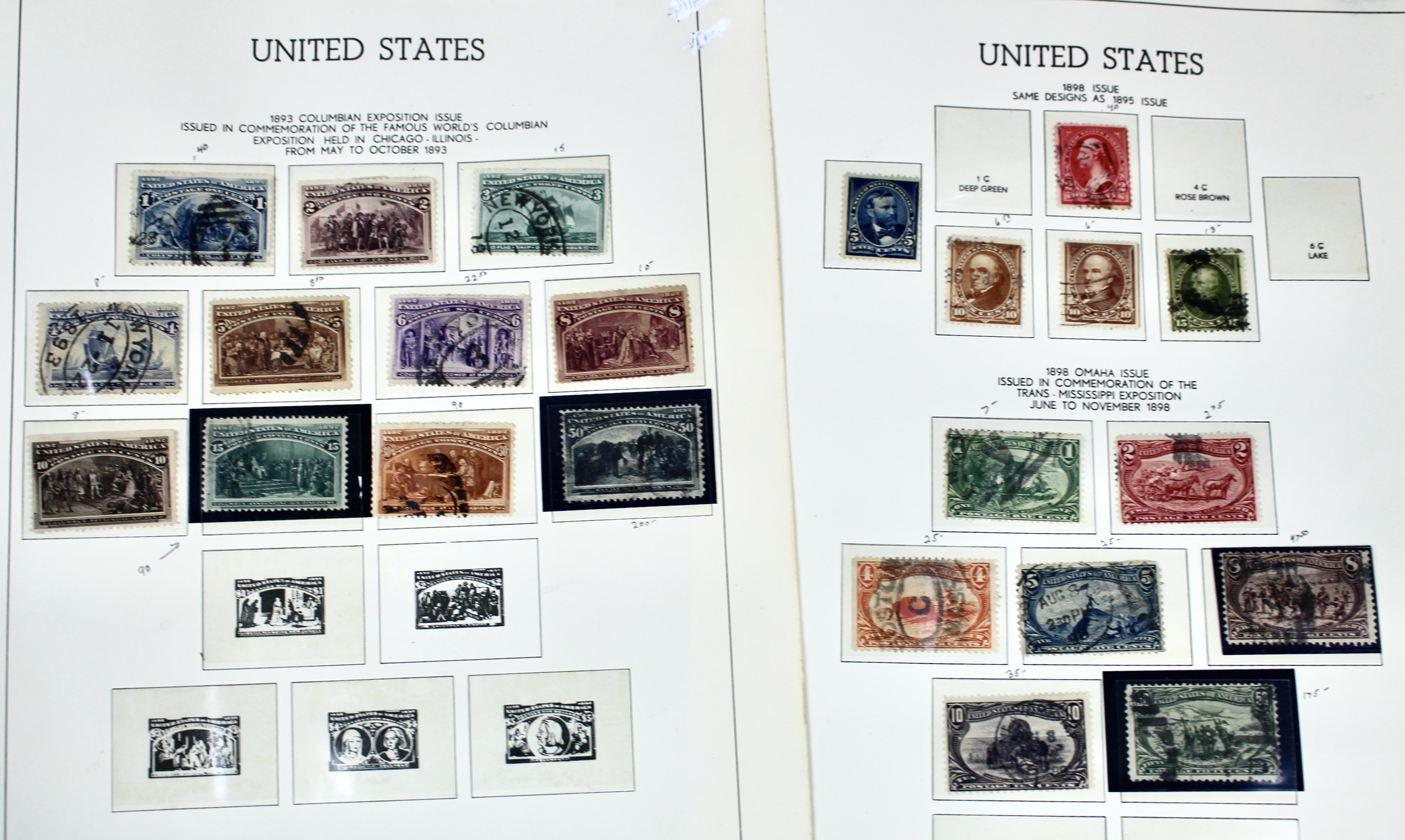 Used Columbian and Trans-Mississippi U.S. Postage Stamps, 1890s