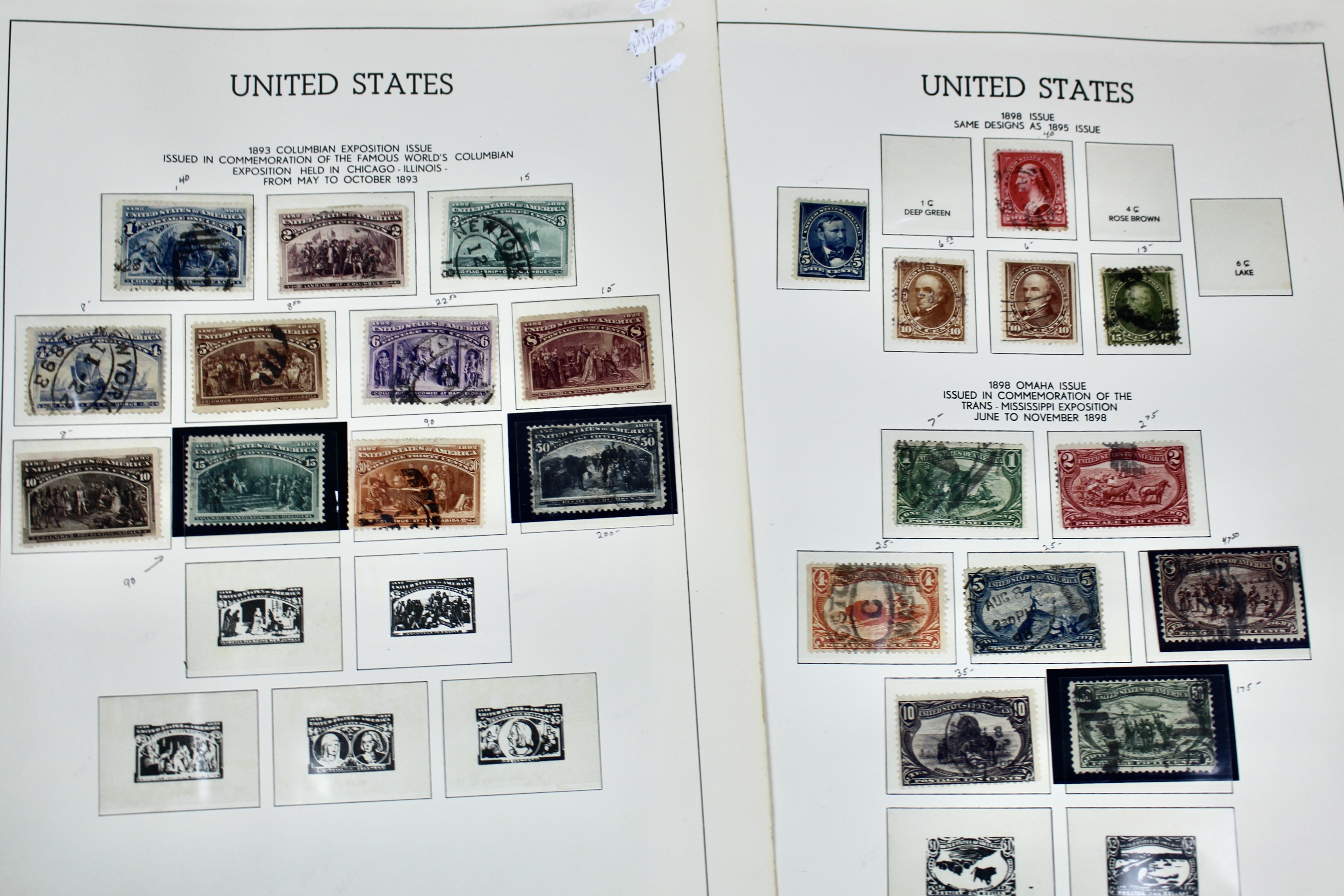 Used Columbian and Trans-Mississippi U.S. Postage Stamps, 1890s