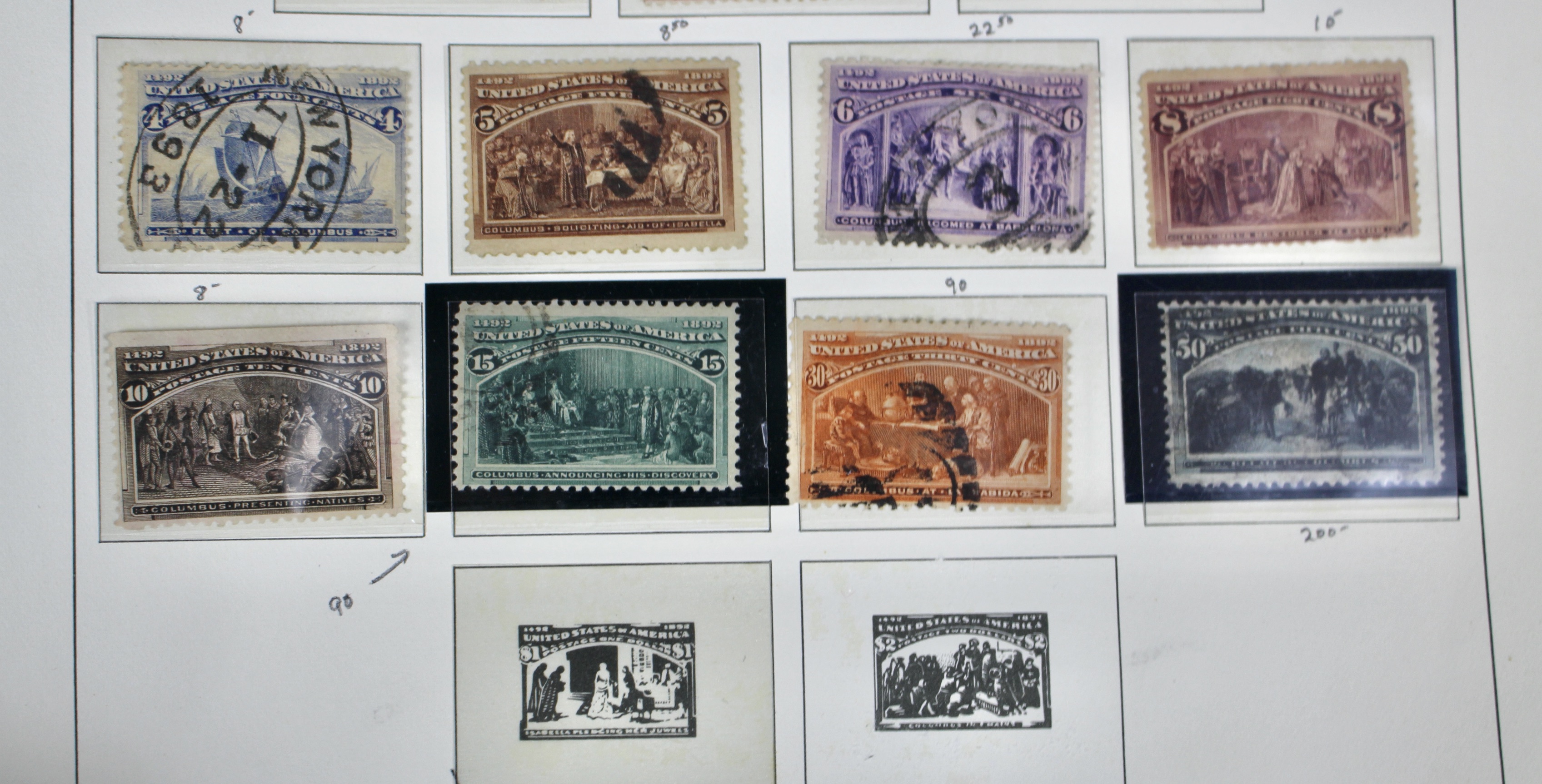 Used Columbian and Trans-Mississippi U.S. Postage Stamps, 1890s