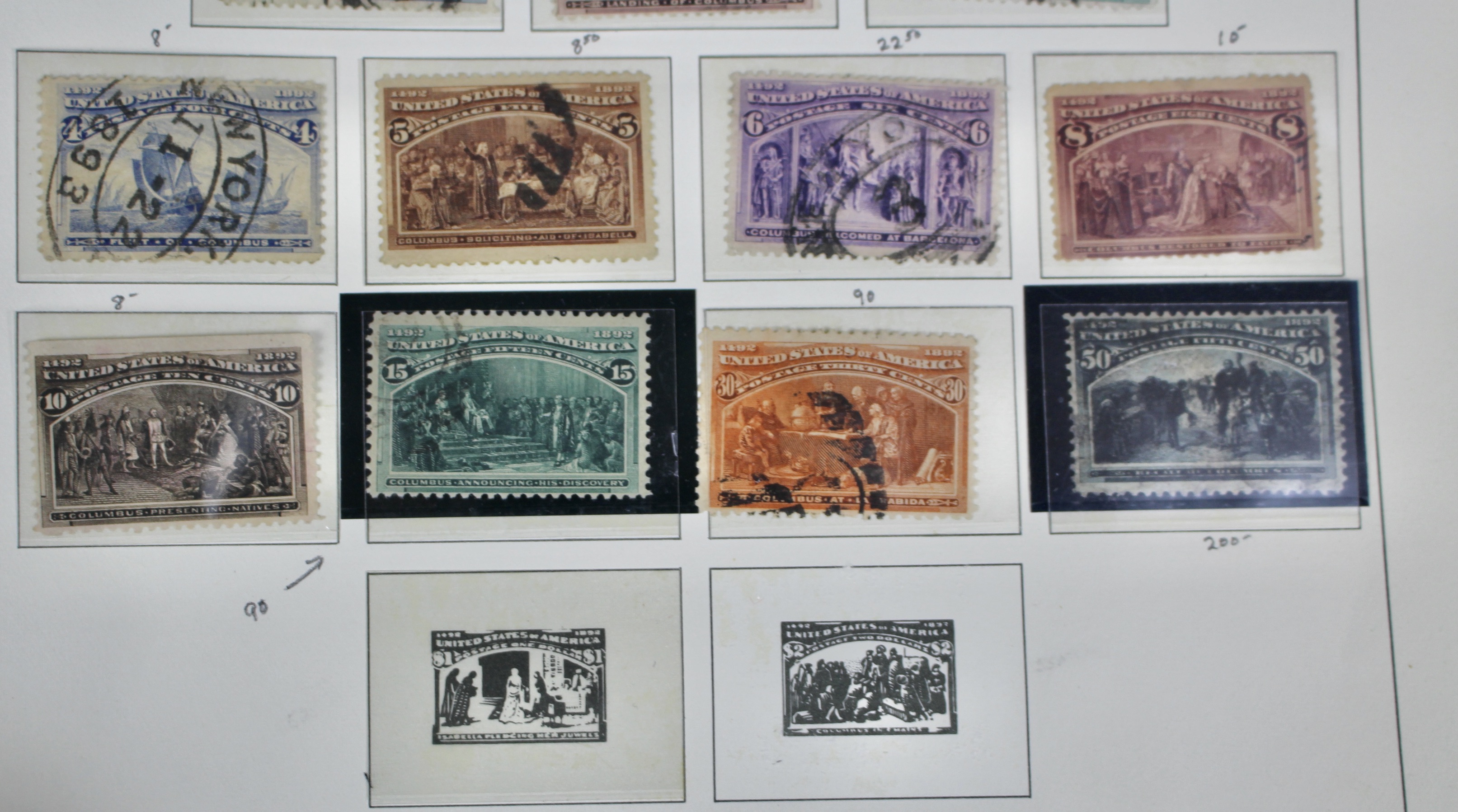 Used Columbian and Trans-Mississippi U.S. Postage Stamps, 1890s
