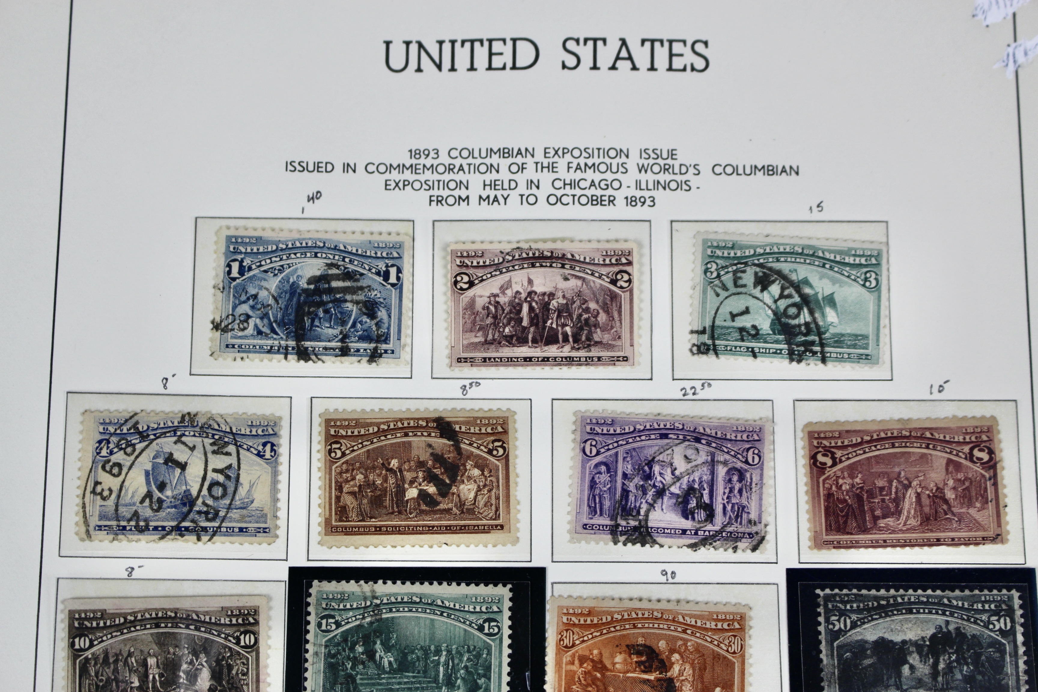 Used Columbian and Trans-Mississippi U.S. Postage Stamps, 1890s