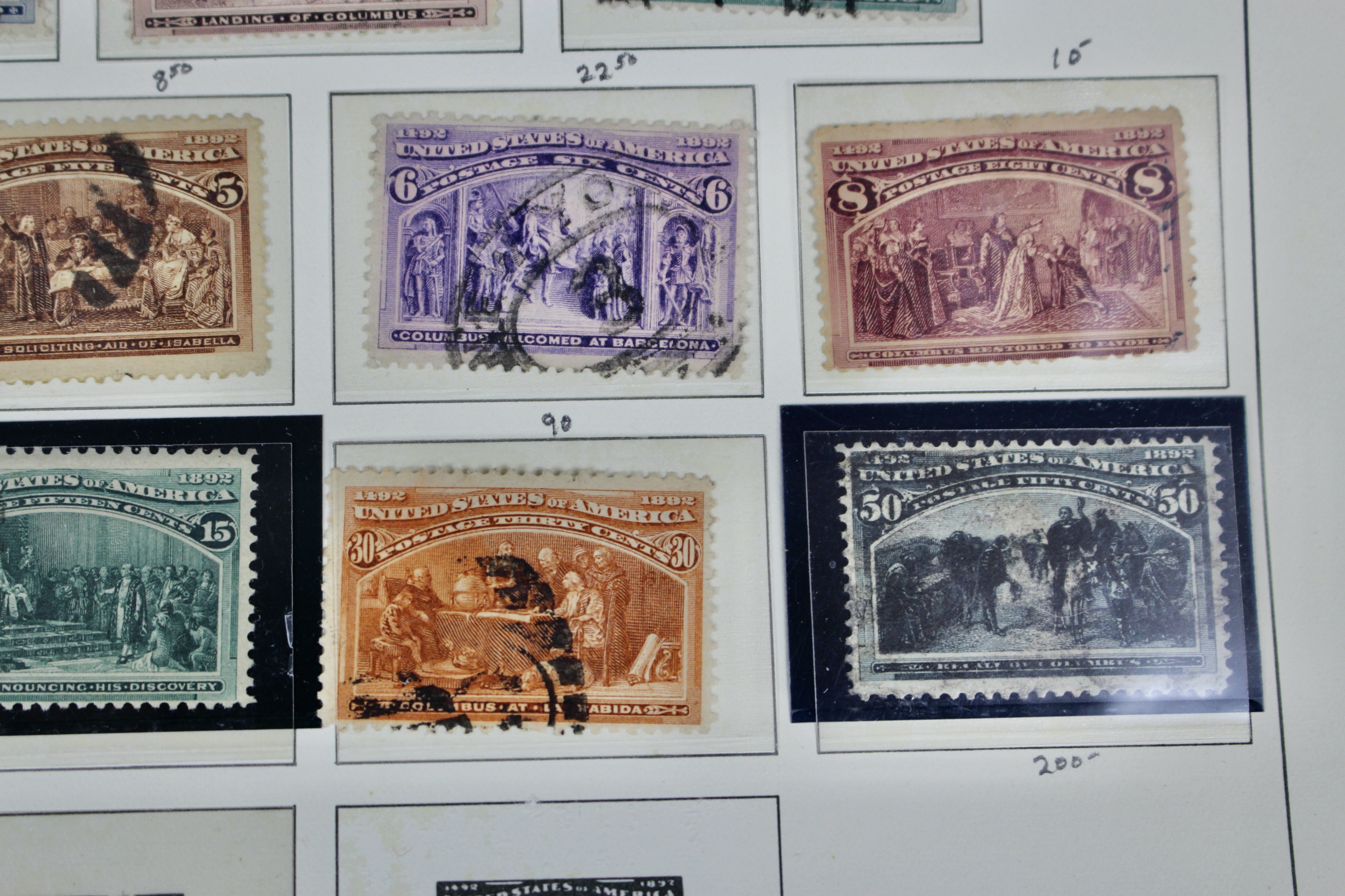 Used Columbian and Trans-Mississippi U.S. Postage Stamps, 1890s
