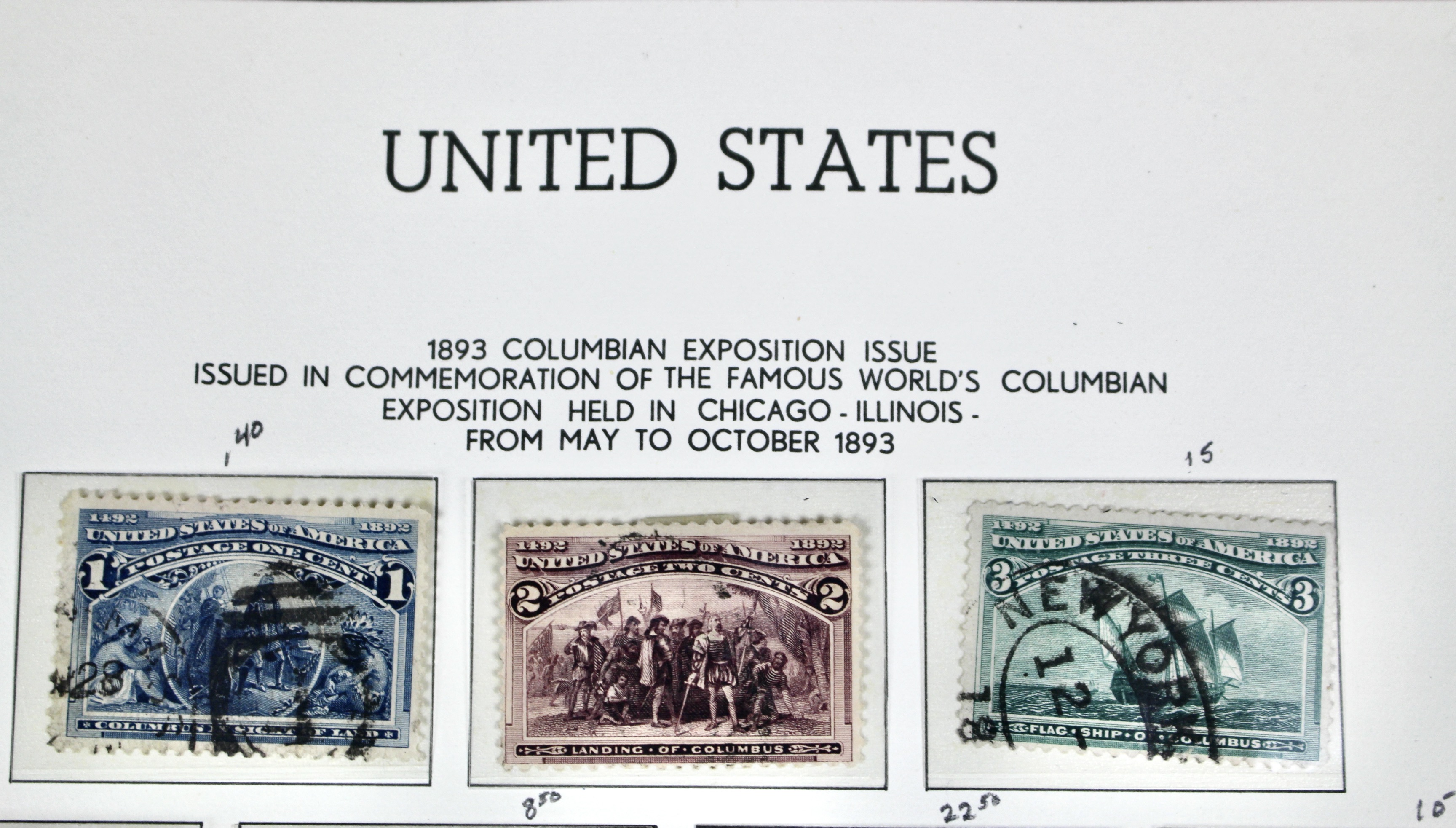 Used Columbian and Trans-Mississippi U.S. Postage Stamps, 1890s