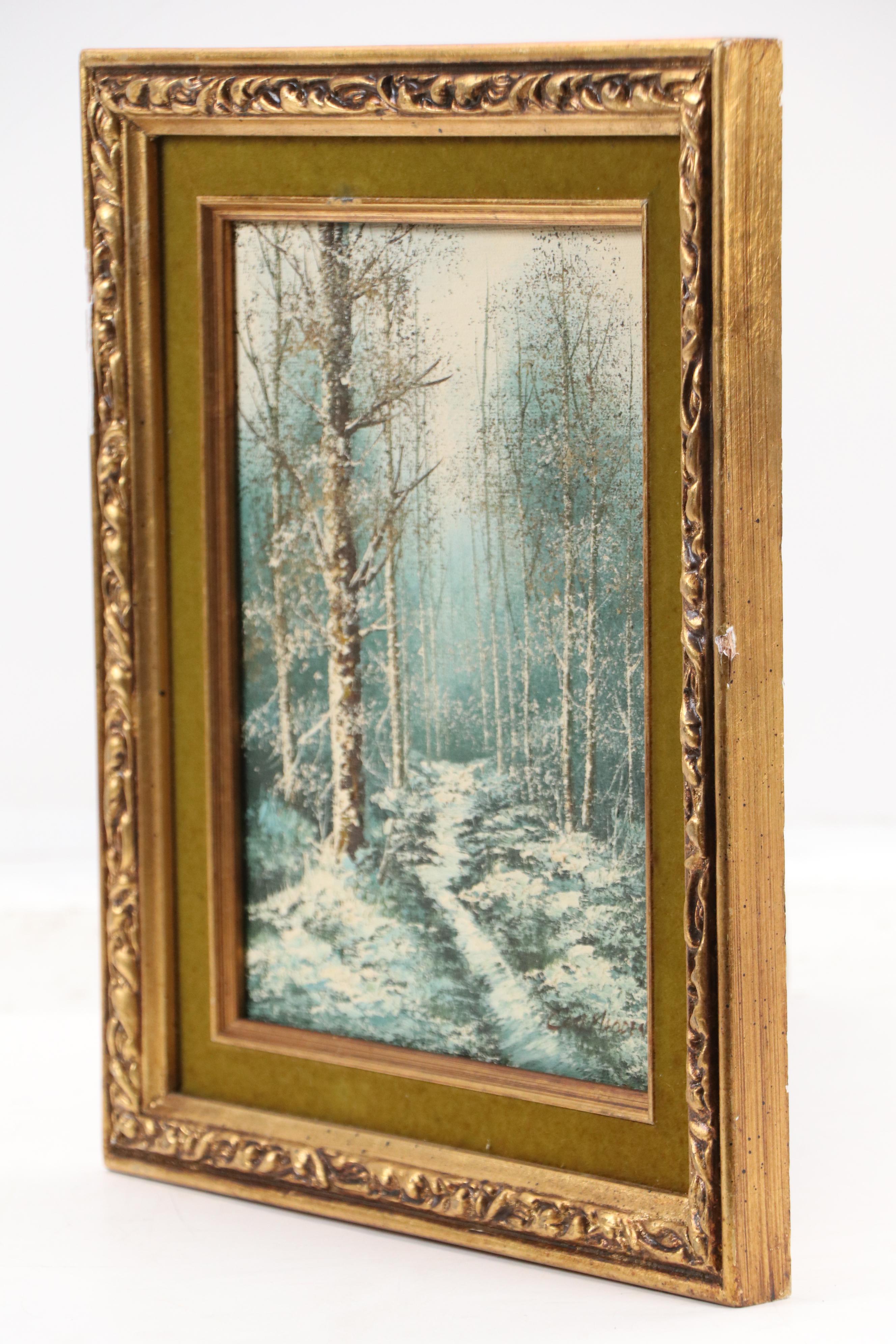 Carl Madden Oil Painting of Snowy Woodland Landscape, 20th Century