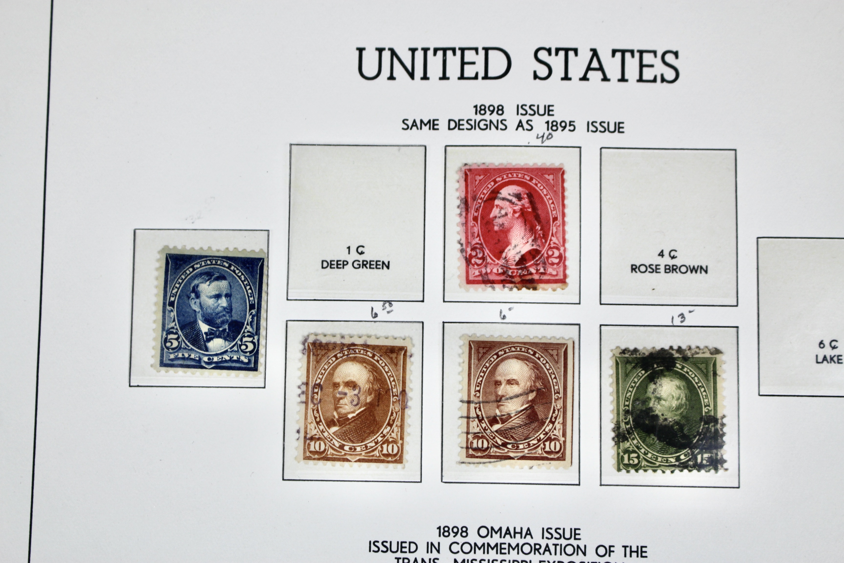 Used Columbian and Trans-Mississippi U.S. Postage Stamps, 1890s