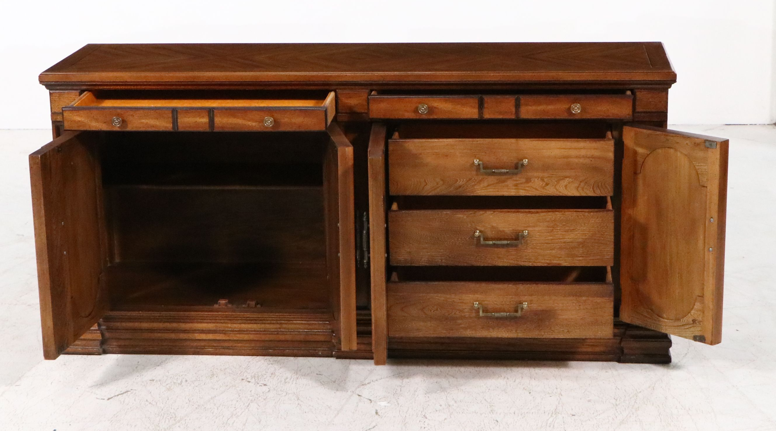 Hickory French Provincial Style Walnut Finish Sideboard