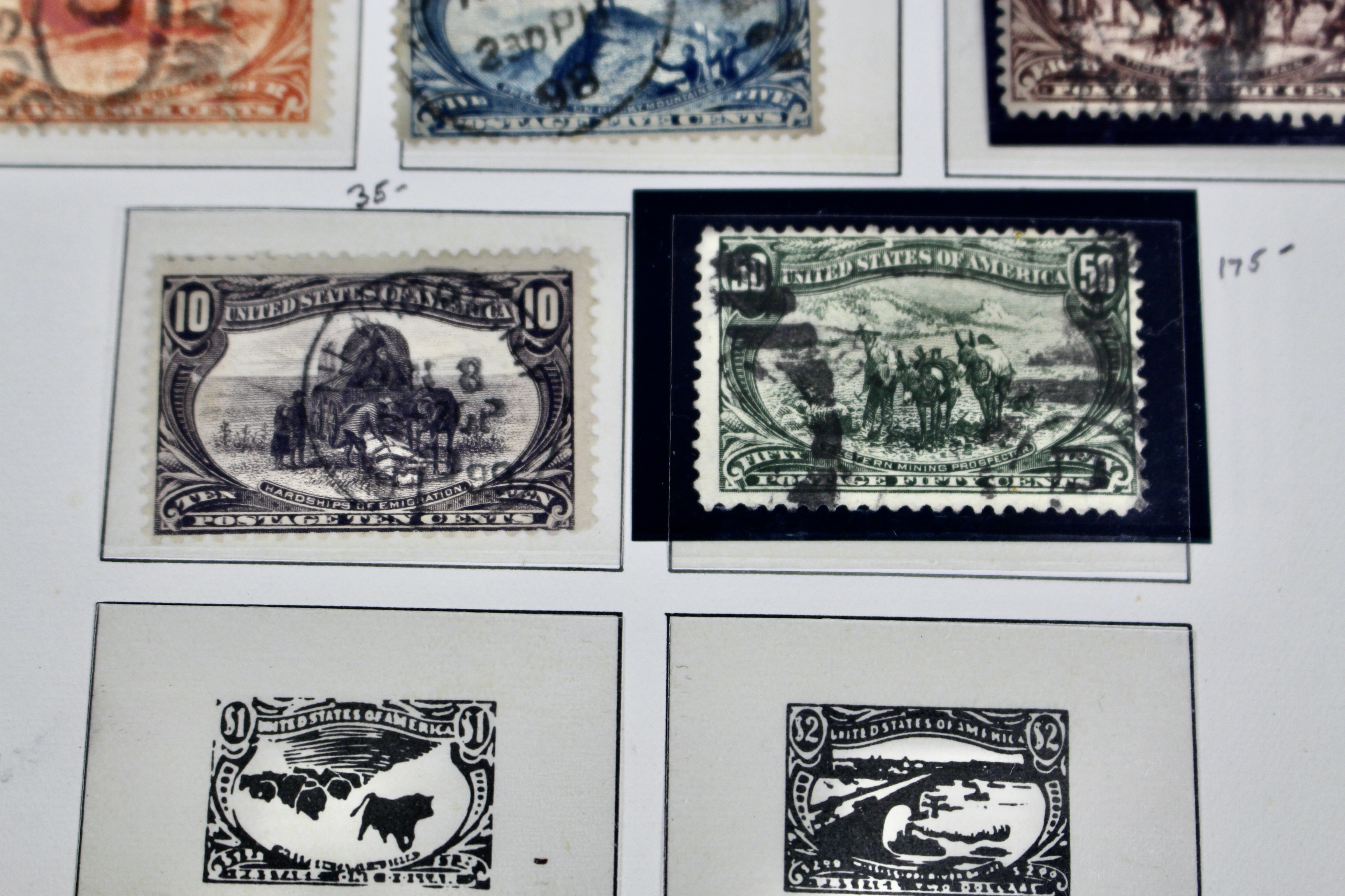 Used Columbian and Trans-Mississippi U.S. Postage Stamps, 1890s