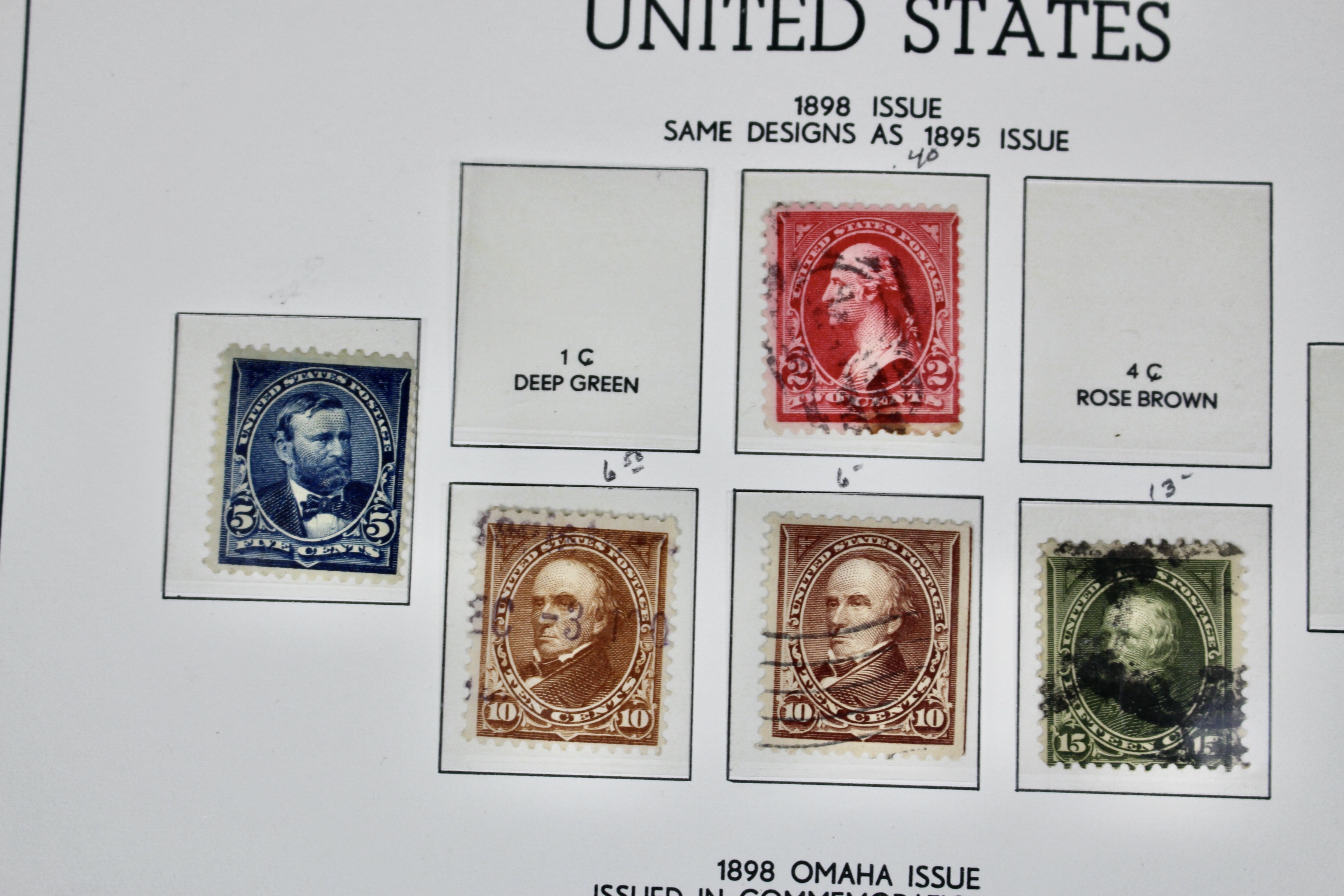 Used Columbian and Trans-Mississippi U.S. Postage Stamps, 1890s