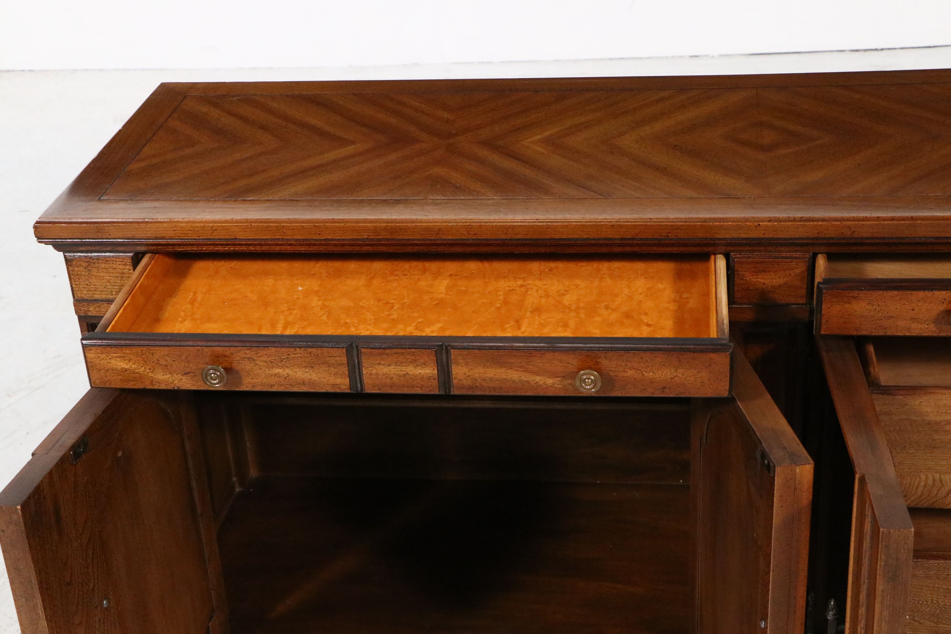 Hickory French Provincial Style Walnut Finish Sideboard