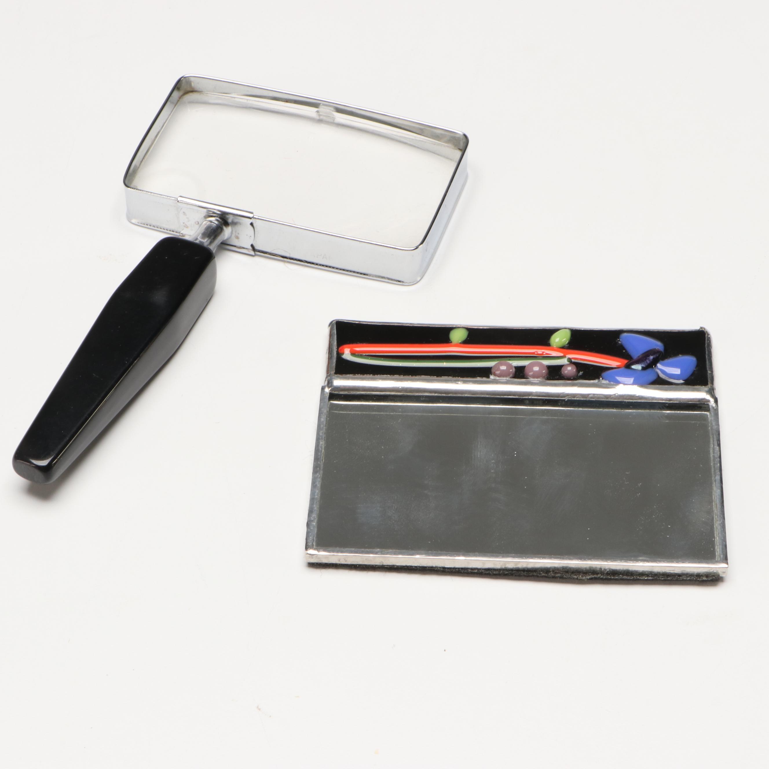 Indian Mosaic Bone Inlay and Wood Box, Needlepoint Pouches and Other Décor