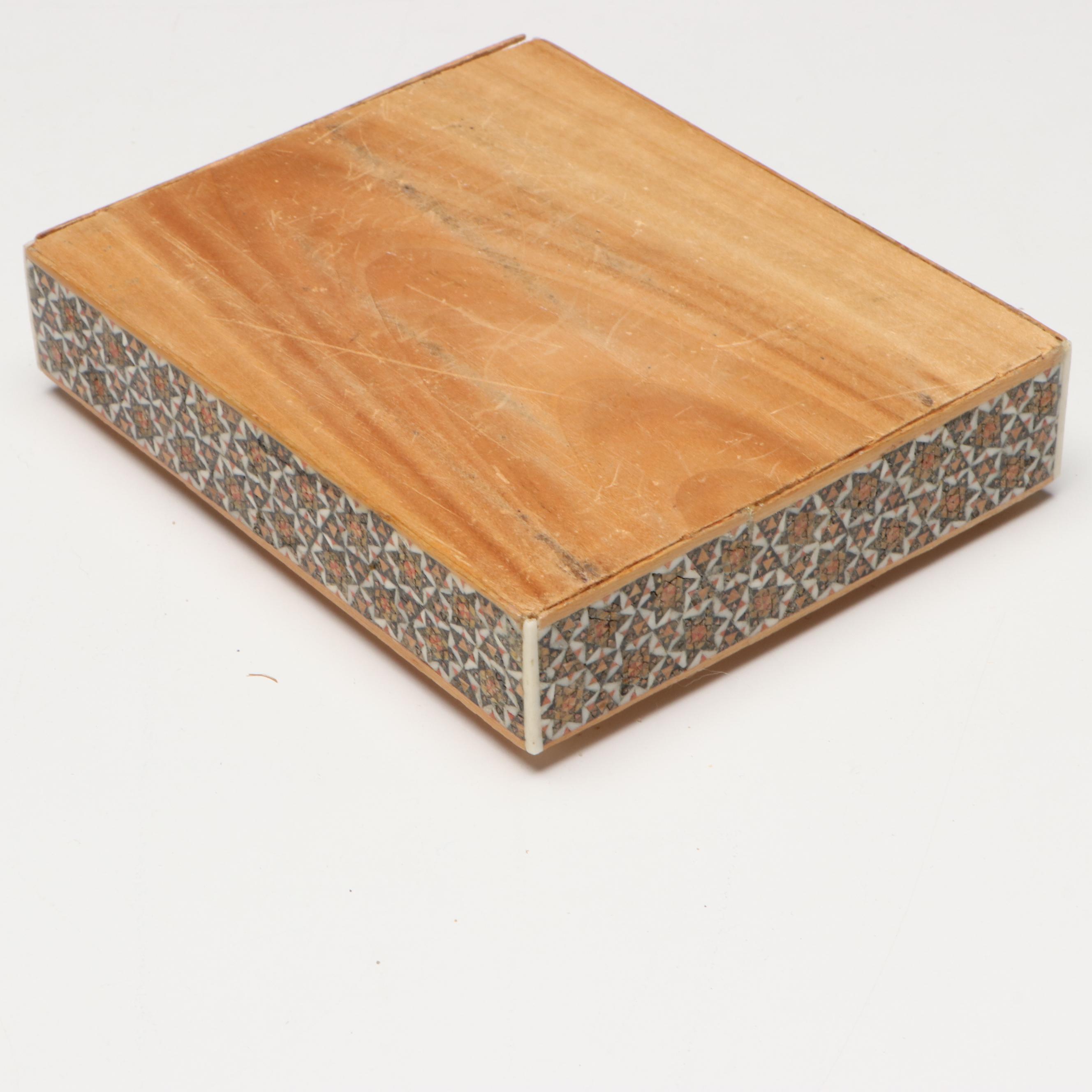 Indian Mosaic Bone Inlay and Wood Box, Needlepoint Pouches and Other Décor