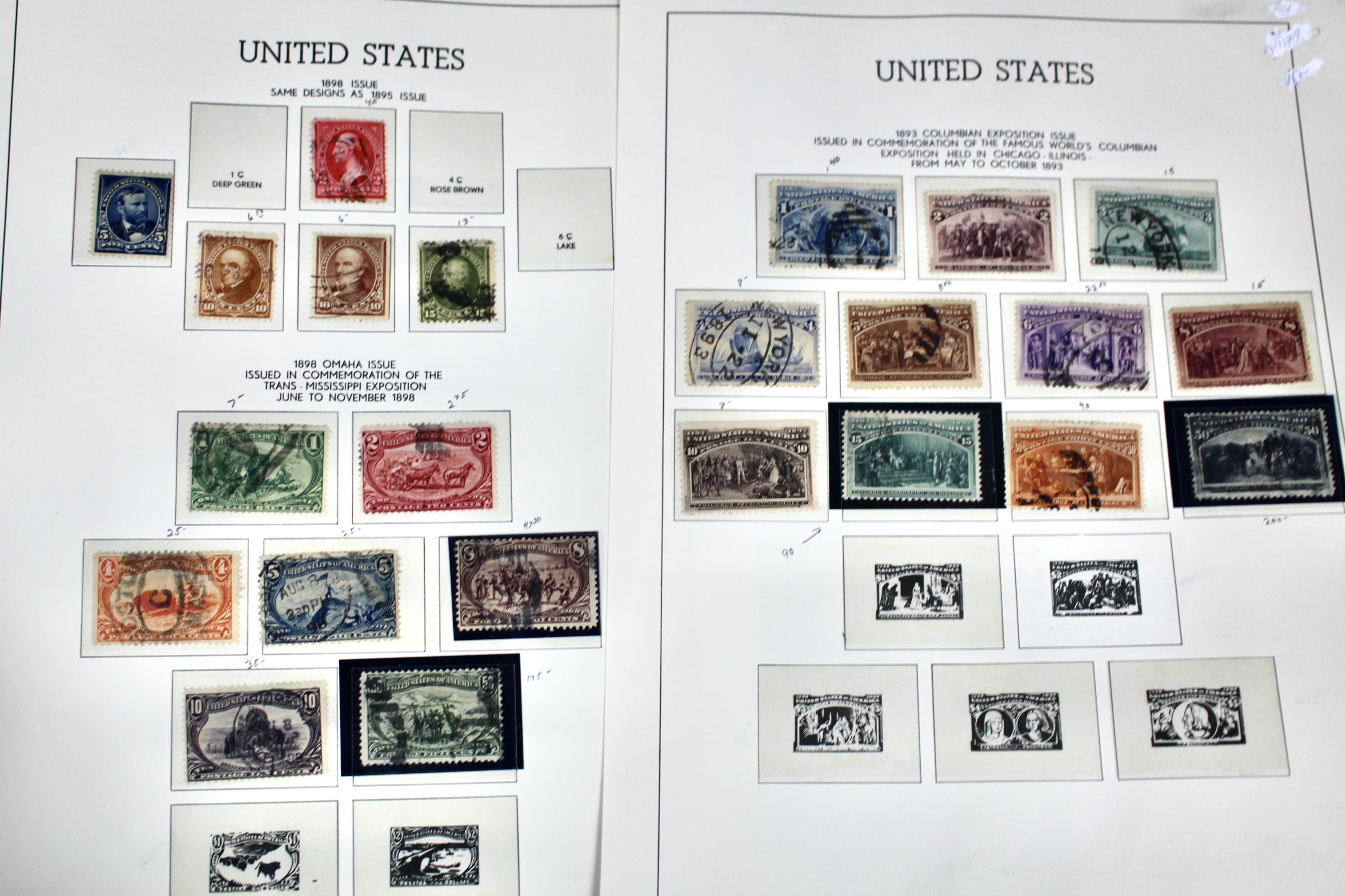 Used Columbian and Trans-Mississippi U.S. Postage Stamps, 1890s