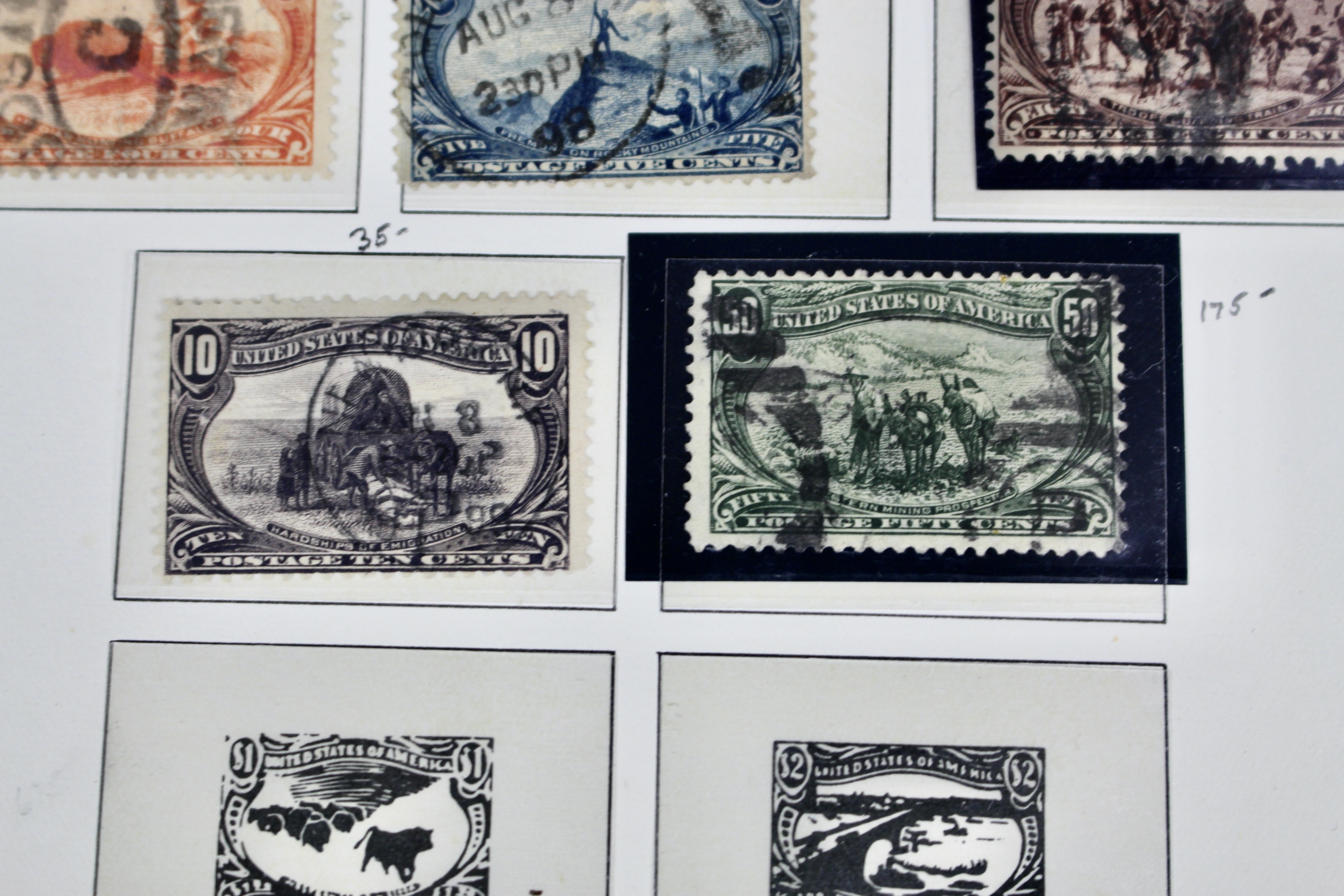 Used Columbian and Trans-Mississippi U.S. Postage Stamps, 1890s