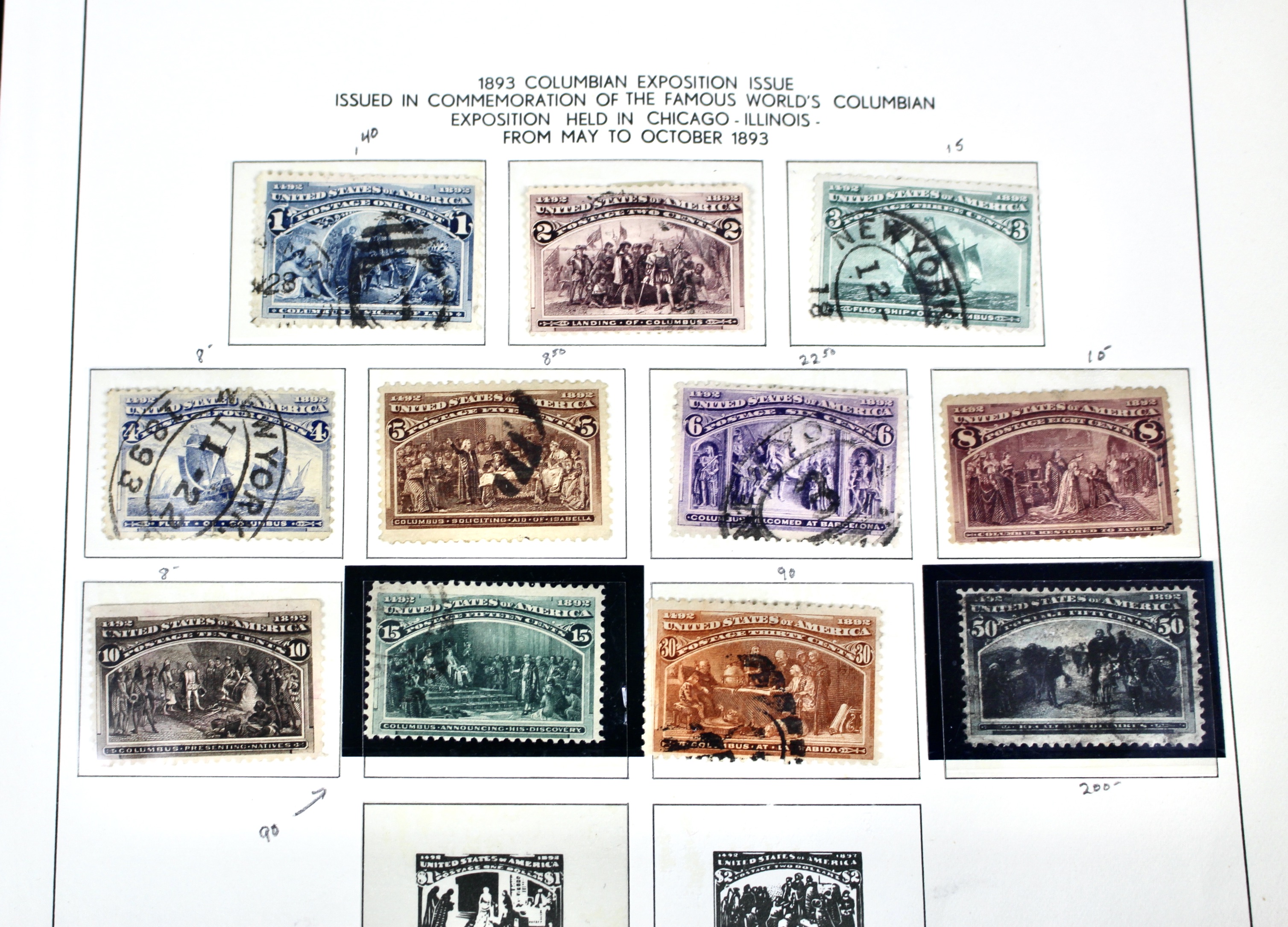 Used Columbian and Trans-Mississippi U.S. Postage Stamps, 1890s